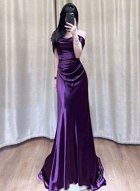 Elegant Off-The-Shoulder Purple A-Line Long Prom Dress J2689 | Formal Evening Gown for Homecoming, Ball & Special Occasions
