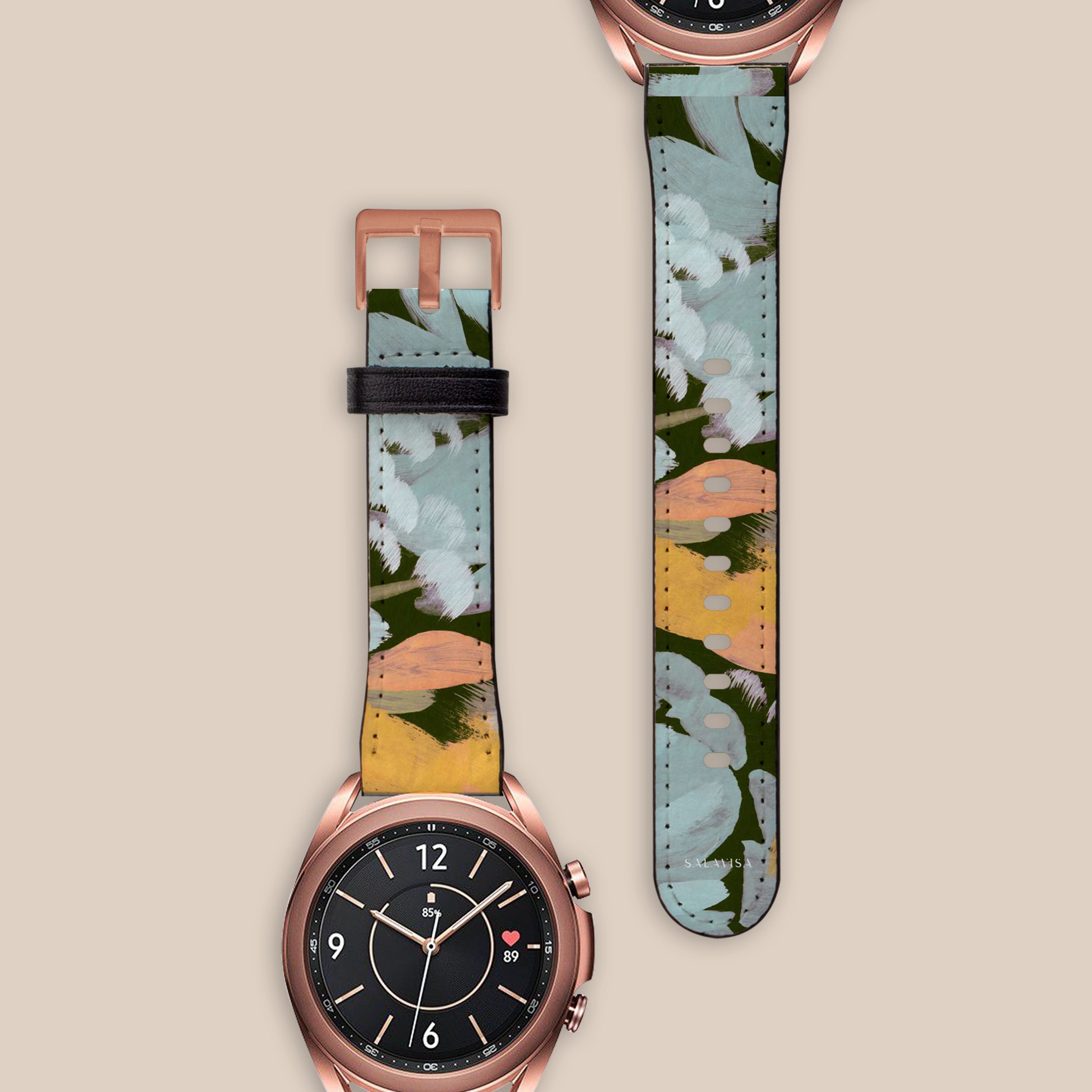 Galaxy Watch Band for Women & Men - Flower Canvas Strap Compatible with Samsung Galaxy Watch - Perfect for Casual, Work & Outdoor Activities