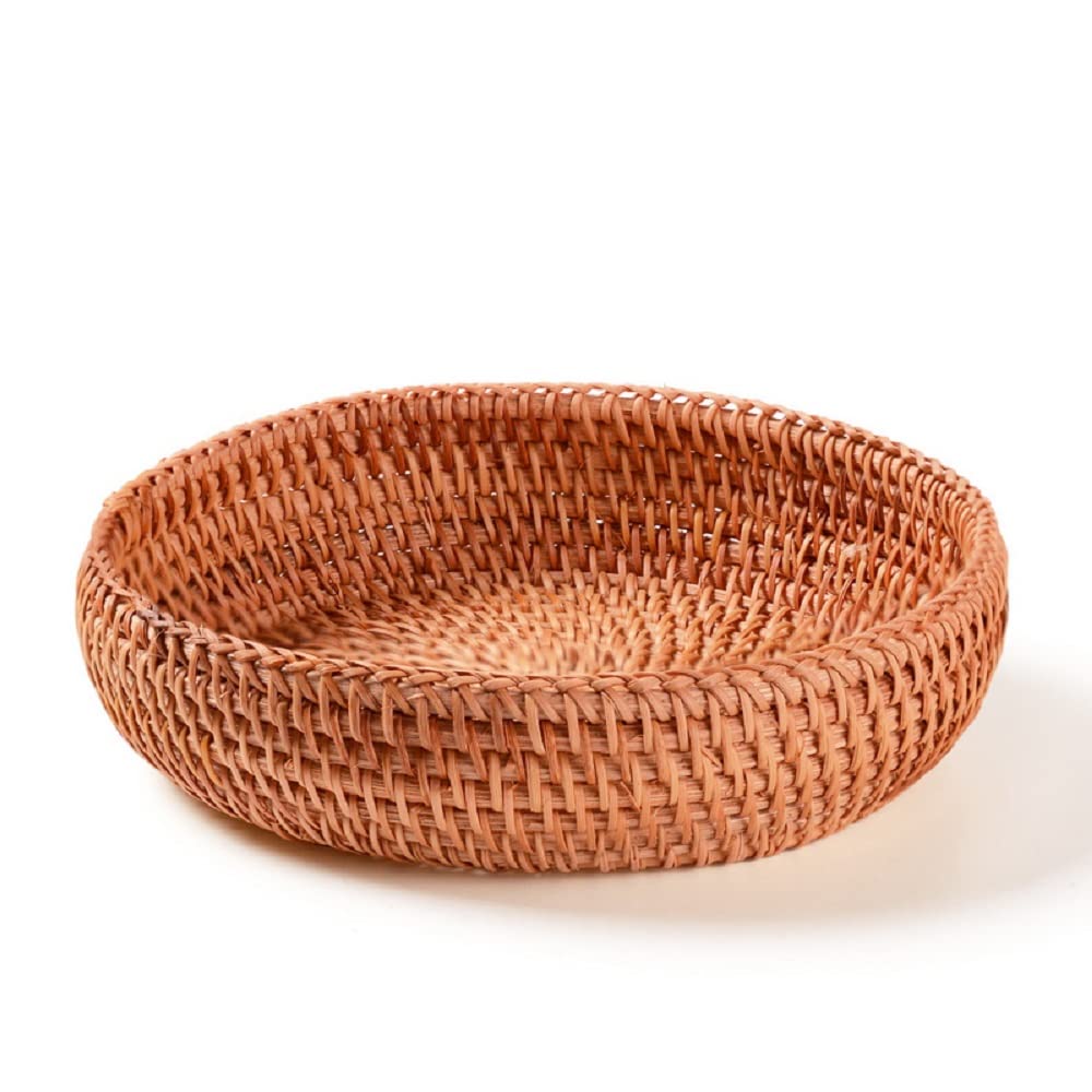 Woven Wicker Key Bowl - Small Round Entryway Storage Basket for Keys, Remote, Wallet & Phone | Decorative Catch-All Tray for Small Items, Candy & Crackers | Perfect for Hallway Tables, Nightstands & Home Organization