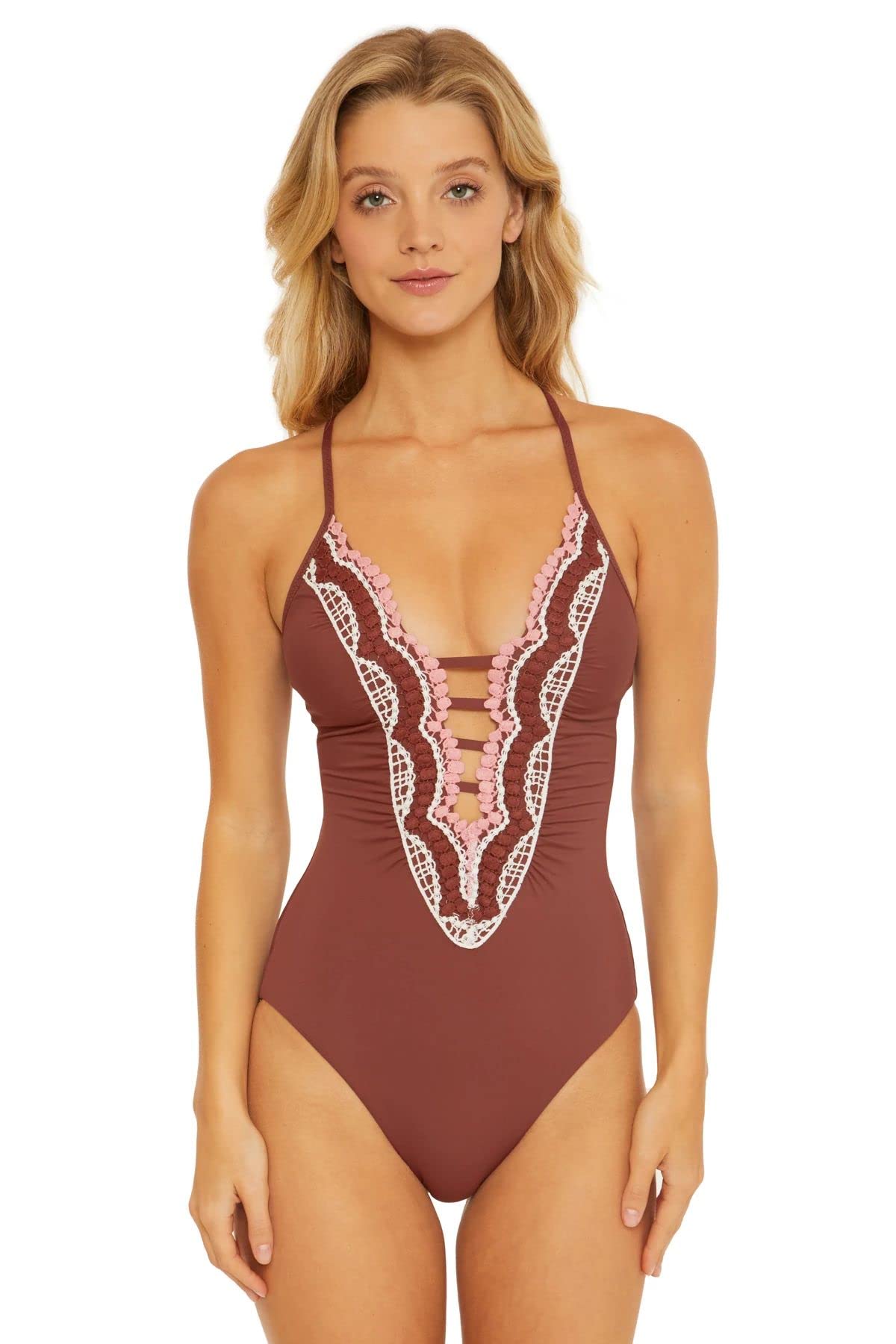 Becca by Rebecca Virtue Clare X-Back One Piece Swimsuit for Women - Sexy High Cut Bathing Suit with Adjustable Straps | Perfect for Beach, Pool Party & Summer Vacation