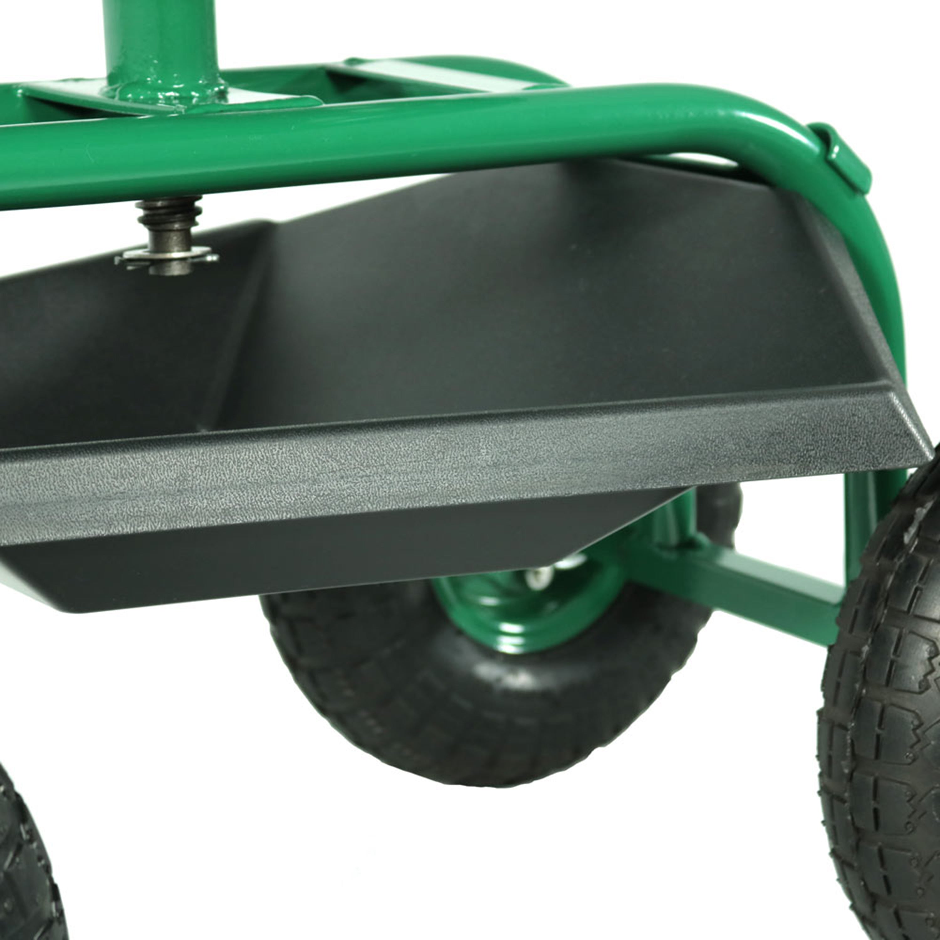 Sunnydaze Rolling Garden Cart with 360 Degree Swivel Seat & Tray - Heavy Duty Outdoor Utility Cart for Gardening, Yard Work & Patio Storage