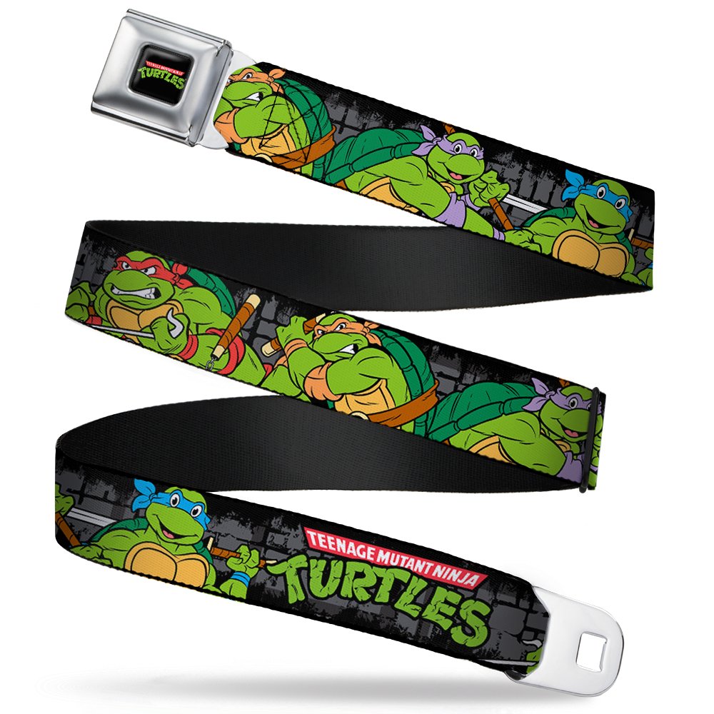 Buckle-Down Adjustable Seatbelt Belt - Teenage Mutant Ninja Turtles TMNT Design - Perfect for Cosplay, Comic Con & Turtle Fans - Durable Nylon Webbing for Everyday Use