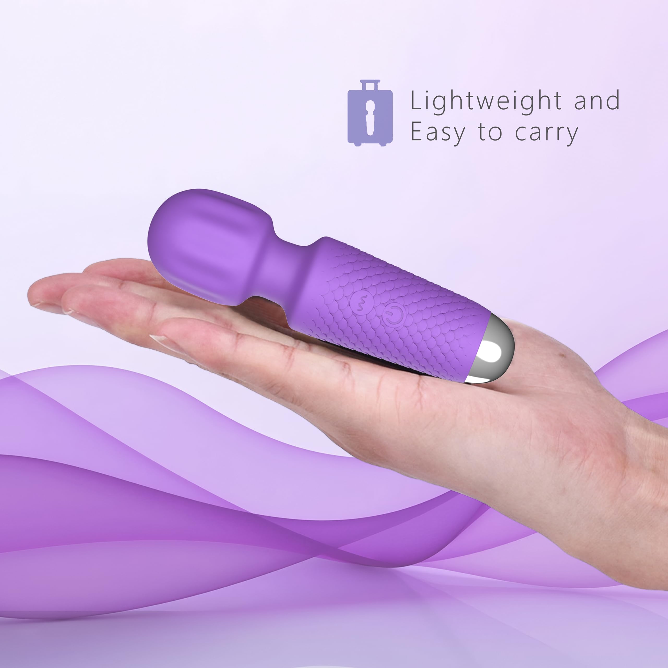 Premium Handheld Back Massager with Continuous Vibration - Quiet & Waterproof Muscle Relief Wand for Neck, Back Pain & Tension - Portable 4.88x1.29in Purple Massage Device - Perfect for Home, Office & Travel Relaxation