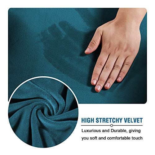 H.VERSAILTEX 3-Piece Stretch Velvet Sofa Slipcover Set - Ultra Soft Plush Fabric, Non-Slip Design Fits Couches Up to 90