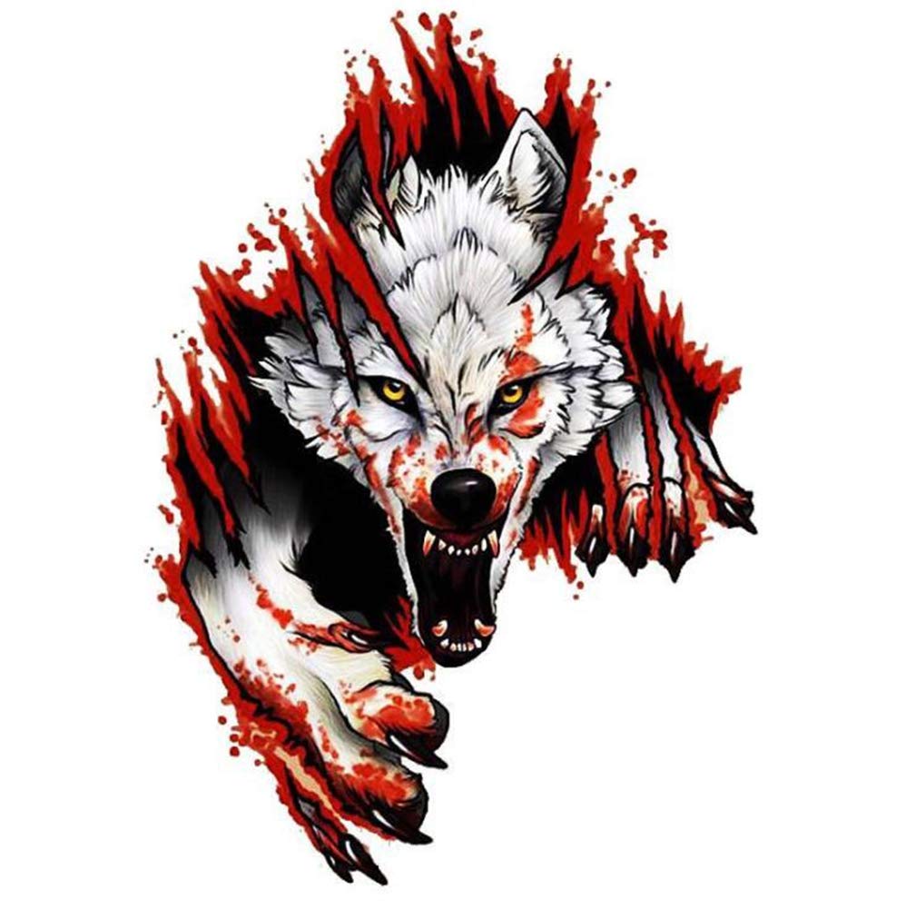 3D Angry Wolf Head Car Stickers - Creative & Funny PVC Decals for Cars, Trucks, Laptops & More - Universal Auto Accessories for Personalization & Decoration - Perfect for Car Enthusiasts & Gift Giving