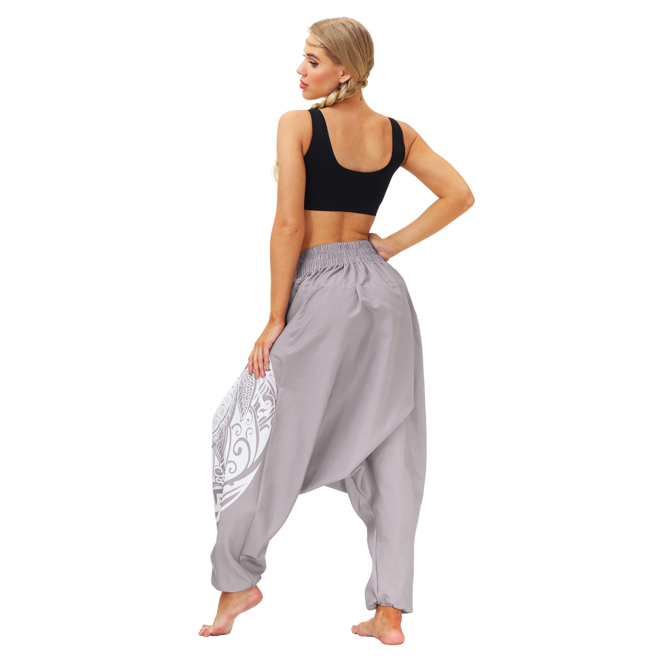 VISSAY Women's Boho Pants - Harem Smocked Waist Yoga Palazzo Pants for Summer, Beach & Travel - Hippie Chic Casual Wear for Yoga, Meditation & Festivals