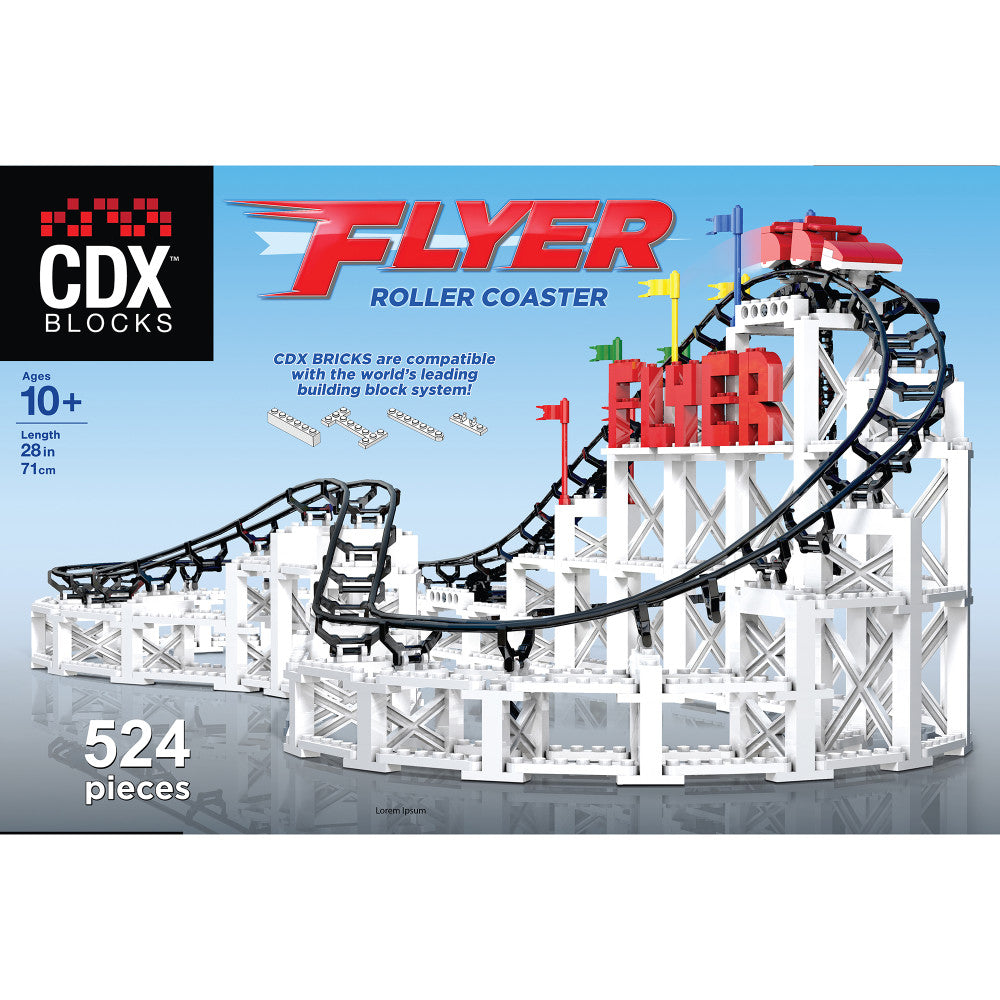 CDX Blocks Flyer Roller Coaster Building Set - 539 Piece STEM Toy for Kids Ages 6-12 | Creative Construction Kit for Birthday Gifts & Classroom Activities