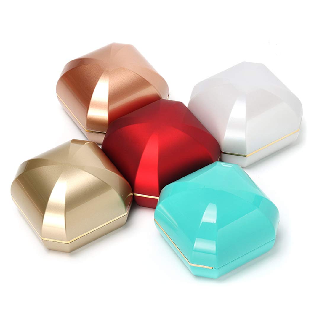 Rolin Roly LED Lighted Jewelry Gift Box - Octagonal Pendant Storage Organizer with Champagne Gold Finish | Perfect for Necklace Display, Wedding Gifts & Luxury Jewelry Packaging