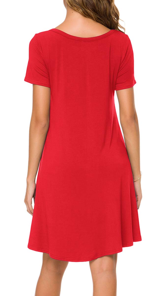 POPYOUNG 2025 Women's Summer Casual T-Shirt Dress - Crew Neck Short Sleeve Beach Cover Up Sundress for Vacation, Pool Party & Outdoor Activities