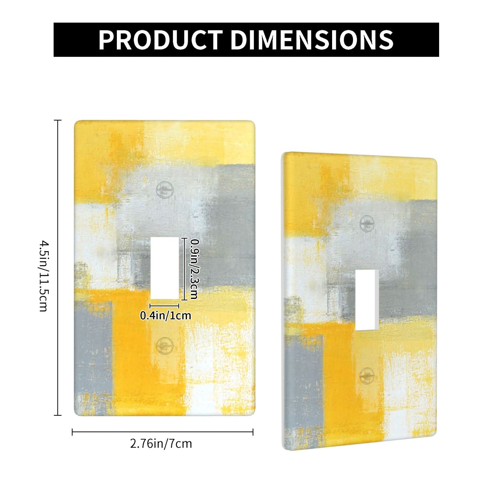 Yellow Grey Abstract Light Switch Wall Plate Cover - 1 Gang Single Toggle Standard Size (FKKH561) - Perfect for Modern Home, Office & Cafe Decor
