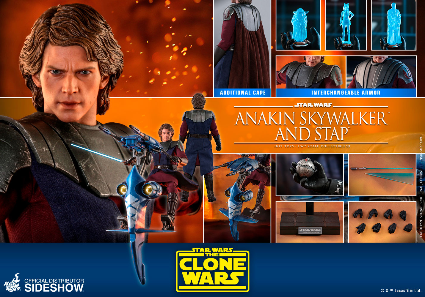 Hot Toys Star Wars The Clone Wars General Anakin Skywalker & STAP 1/6 Scale 12