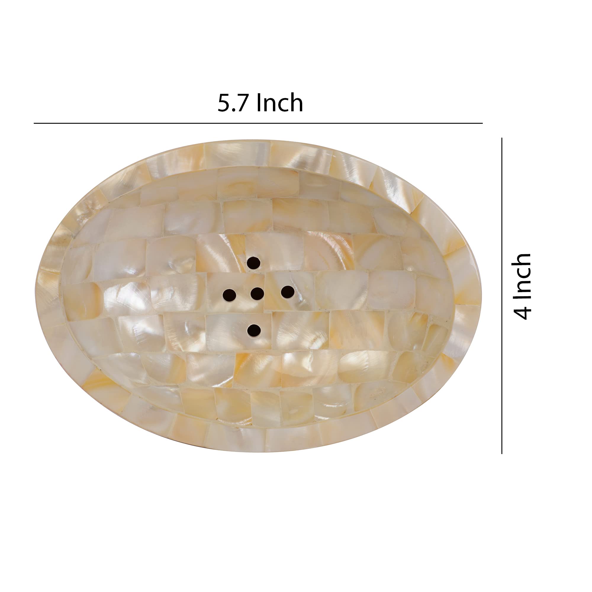 Oval Mother of Pearl Soap Holder - Draining Dish Soap Saver with Sponge Holder - Extends Soap Life & Easy to Clean - Kitchen Sink Organizer Tray for Dishwashing Accessories - Perfect for Bathroom, Kitchen & Laundry Room Organization
