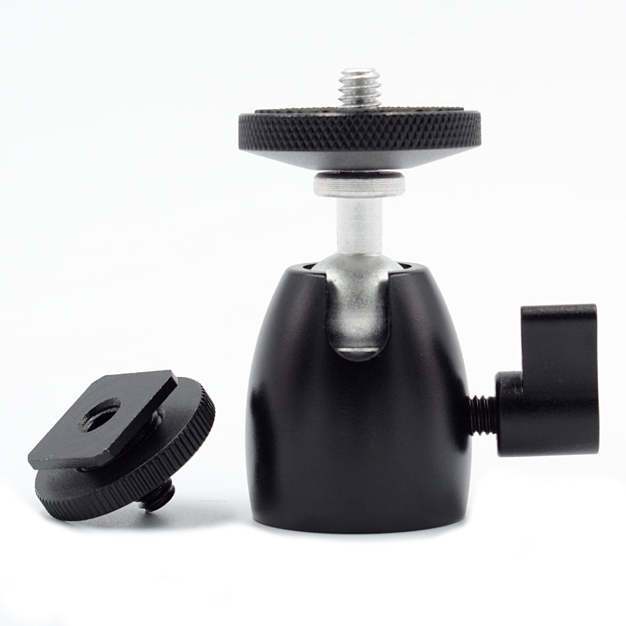 360° Ball Head with Flash Cold Shoe Mount - Professional Camera Tripod Accessory for Photography & Videography