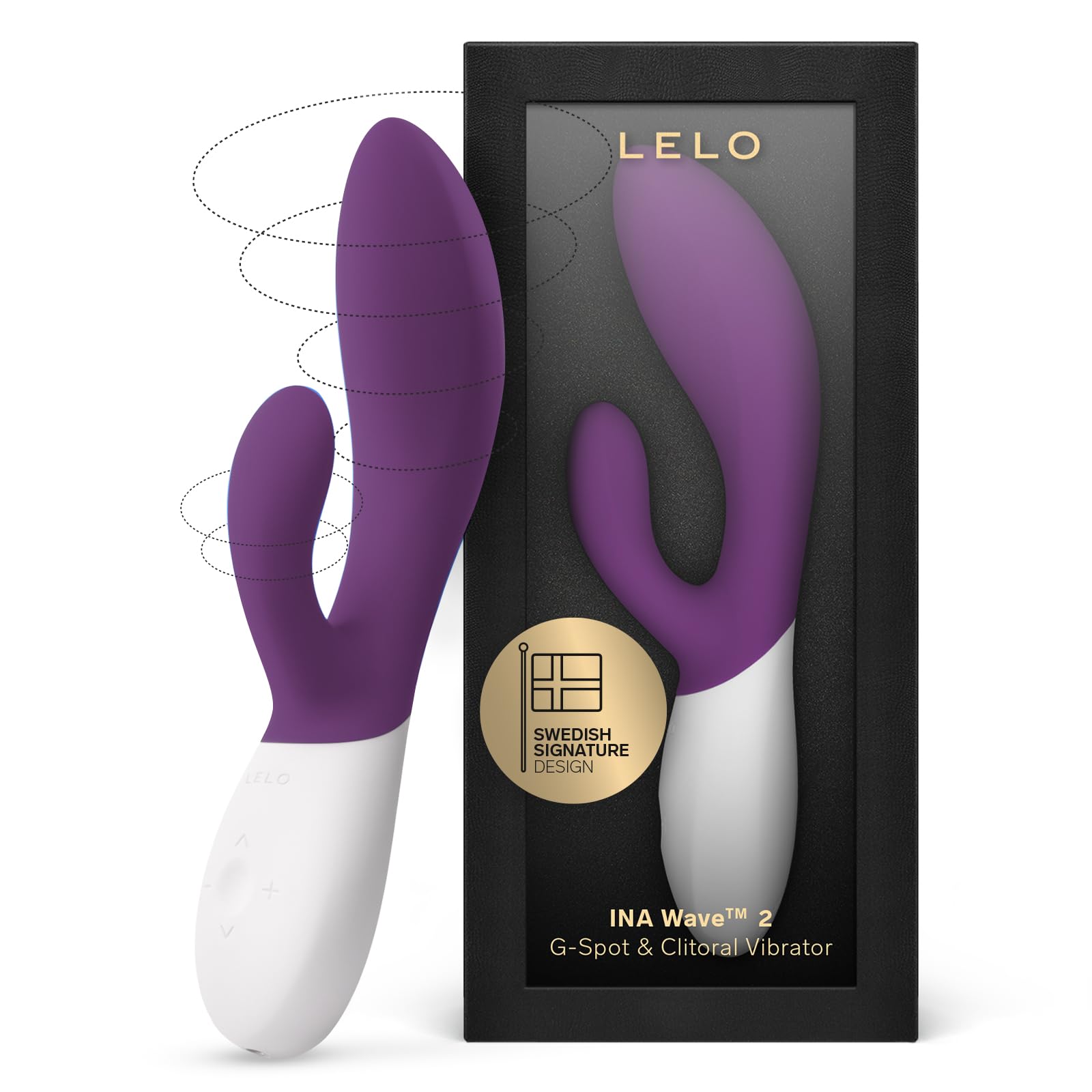 LELO INA Wave 2 Rabbit Vibrator for Women - G Spot & Clitoral Stimulator with Wavemotion Technology, 12 Vibration Modes, Rechargeable & Waterproof - Perfect for Solo Play & Couples Intimacy (Purple)
