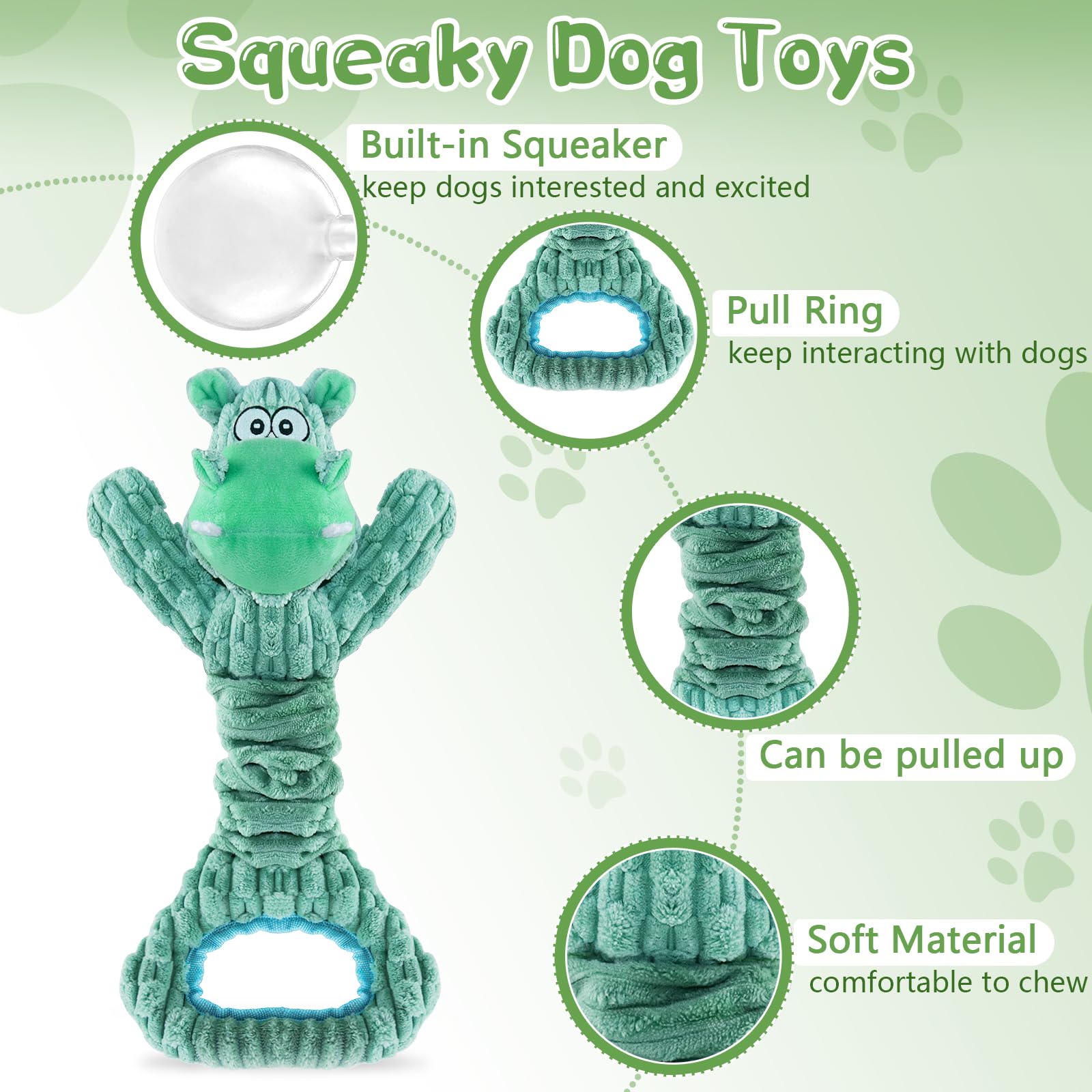 WOWBALA Durable Plush Squeaky Dog Toys for Aggressive Chewers - Interactive Puppy Chew Toy with Tug Rope for Small, Medium & Large Dogs | Perfect for Playtime, Training & Bonding Activities