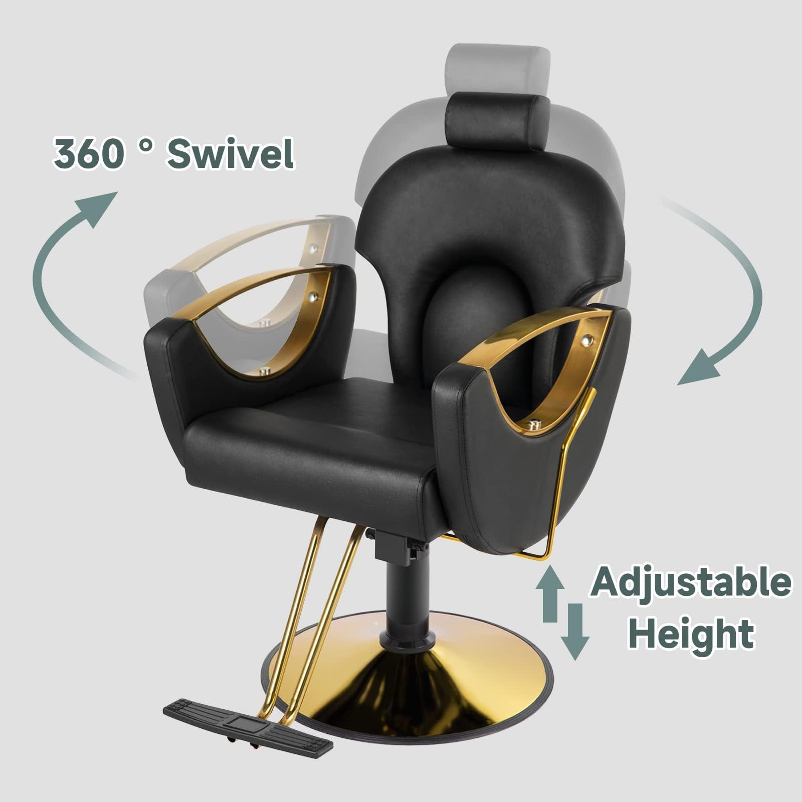Professional Hydraulic Barber Salon Chair for Hair Stylists - Adjustable Styling & Shampoo Chair with Multi-Function Features - Perfect for Hair Salons, Barber Shops & Beauty Parlors (Black)