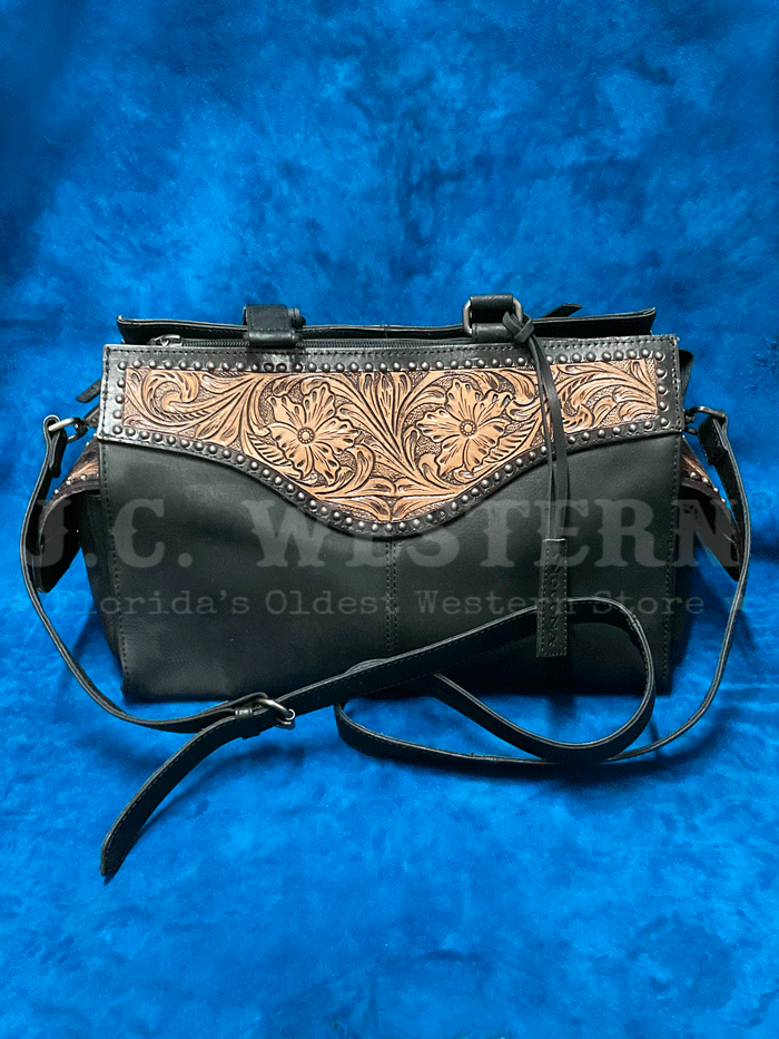 Nocona Women's Stacey Style Conceal Carry Satchel Purse - Black Leather Crossbody Bag for Everyday Use, Travel & Concealed Carry