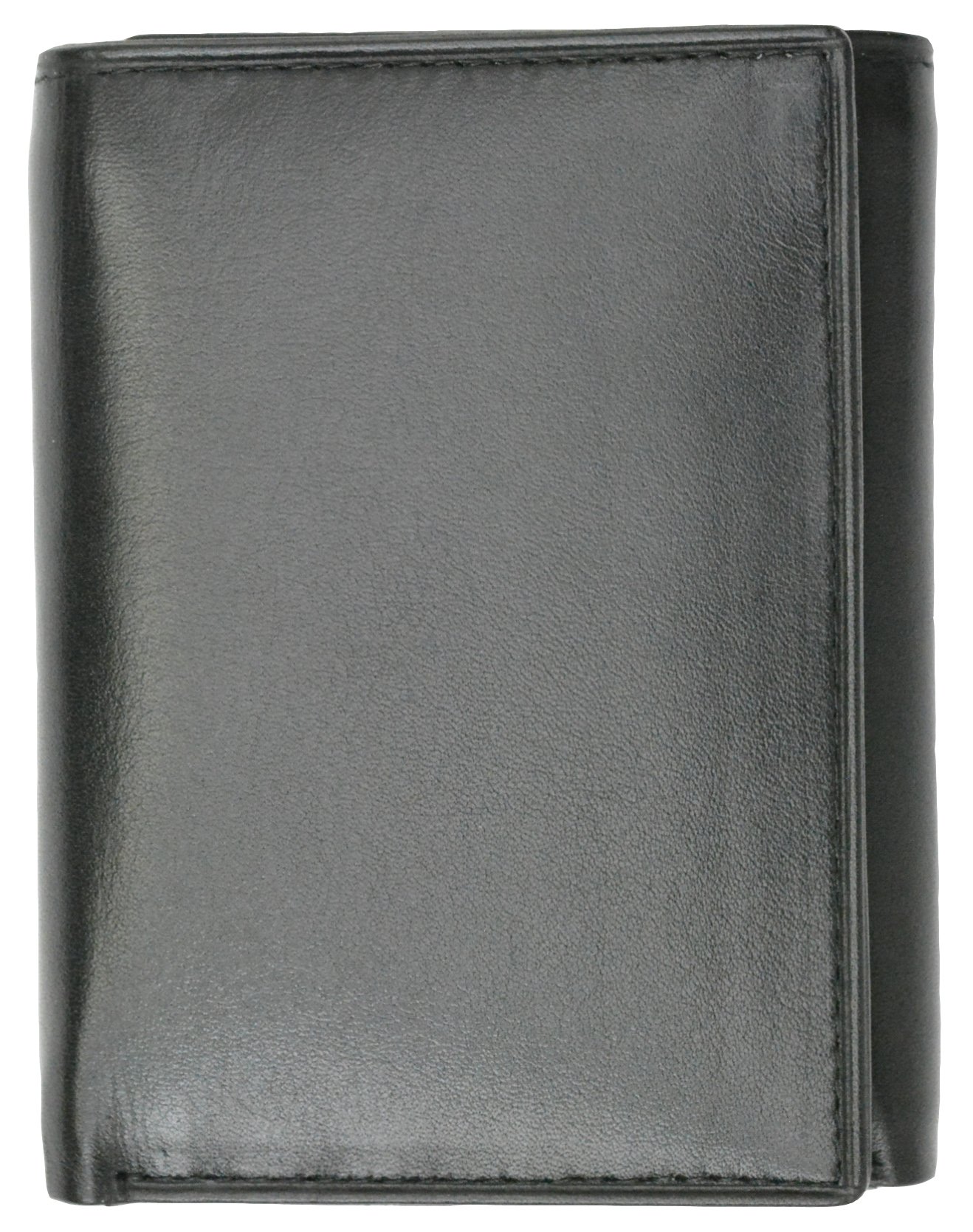 Classic Men's Black Leather Trifold Wallet with ID Window - Perfect for Everyday Use, Travel & Business