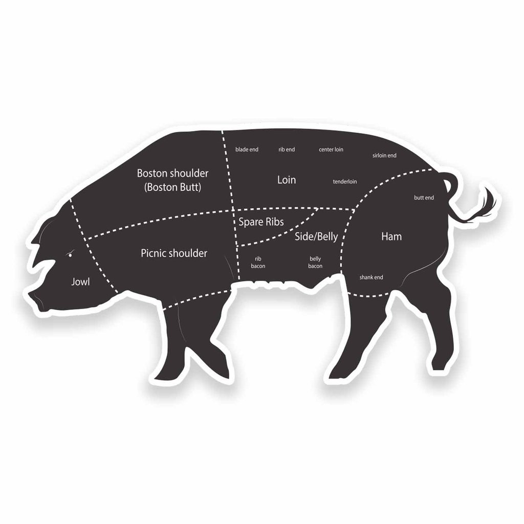 Premium Pig Pork Meat Cuts Vinyl Sticker Decal - 5