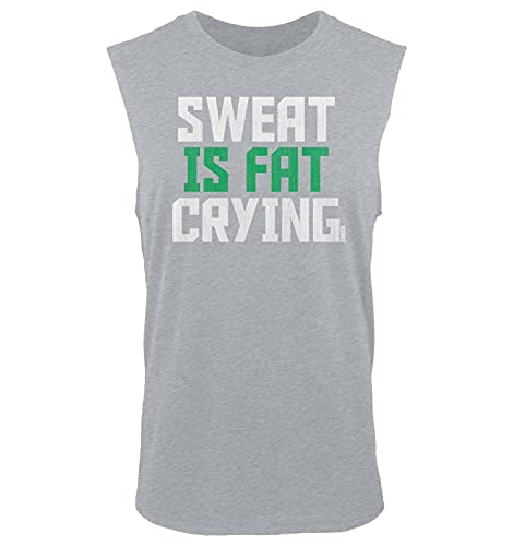 Tcombo Sweat is Fat Crying - Men's Sleeveless Gym Shirt for Bodybuilding & Fitness | Workout, Weightlifting & Training Apparel