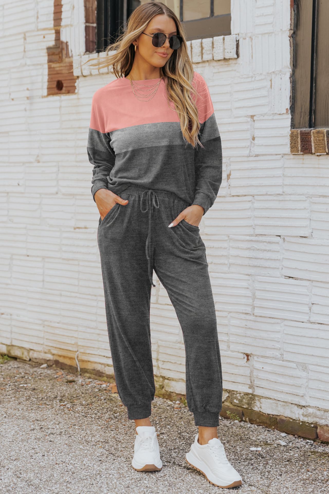 ETCYY Women's Lounge Sets - Soft Sweatsuits 2 Piece Outfit with Long Sleeve Top & Pants for Yoga, Workout & Home Relaxation | Athletic Tracksuit for Casual Wear