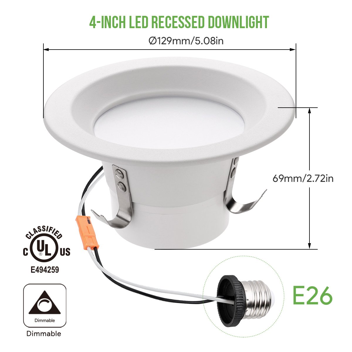 Lighting EVER LED Recessed Ceiling Lights - 8 Pack, Daylight White (5000K), Dimmable, Energy Efficient - Perfect for Living Room, Kitchen & Bedroom Lighting