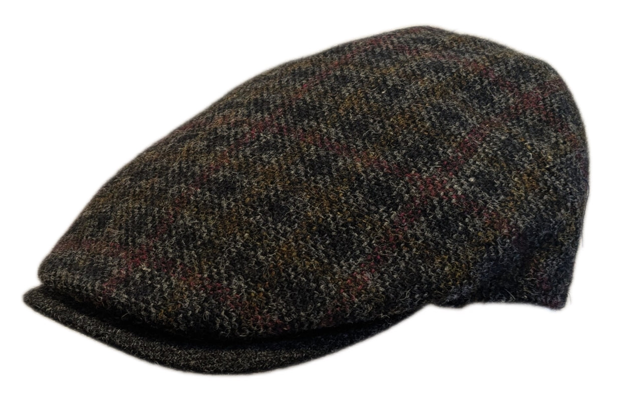 Stanton Virgin Wool Block Check Flat Cap in Black | Classic Men's Winter Hat for Outdoor Activities & Casual Wear