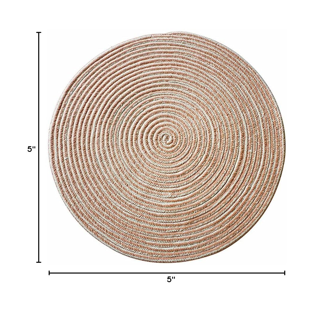UKELER Reversible Cotton Round Area Rug 5ft - Soft Washable Pink Yoga Mat & Living Room Carpet - Perfect for Yoga, Meditation, Nursery & Home Decor