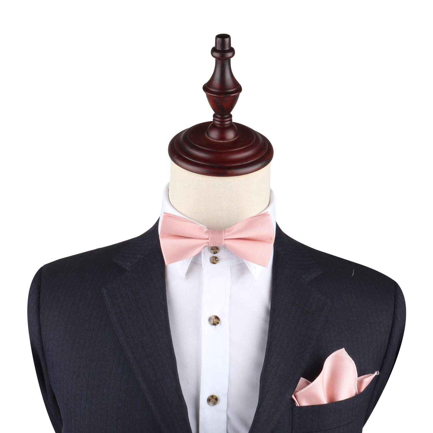 Rose Gold Pink Skinny Ties & Bowties Set for Men | Elegant Wedding Groomsmen Accessories with Pocket Square & Necktie – Perfect for Formal Events, Prom & Business Occasions