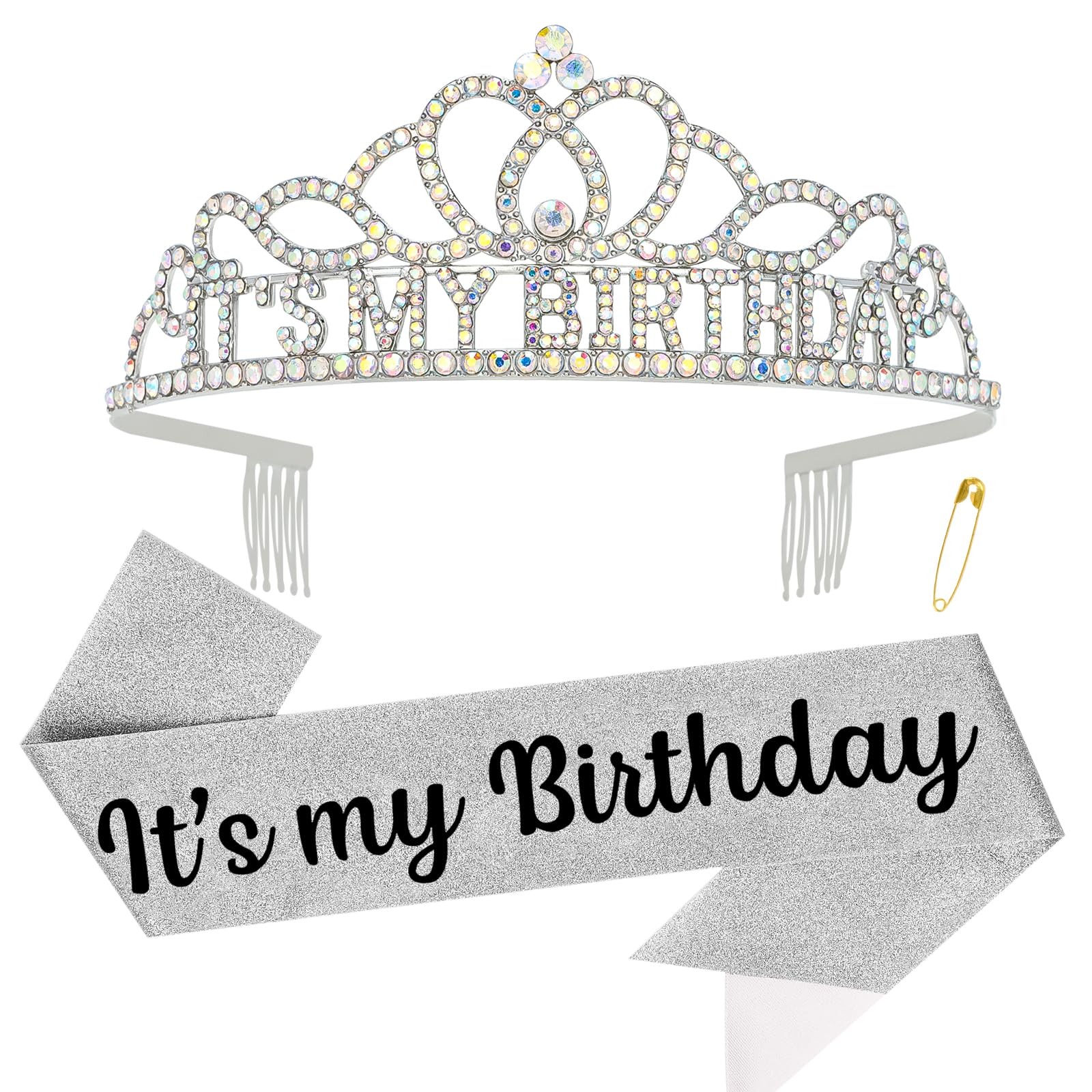 Sparkling Rhinestone Birthday Crown for Women - Elegant Birthday Tiara Headband with 