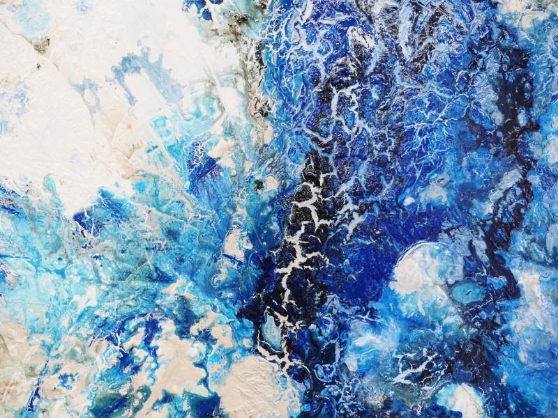 Blue Tidal 160cm x 100cm Blue Abstract Canvas Wall Art - Modern Home Decor for Living Room, Bedroom & Office