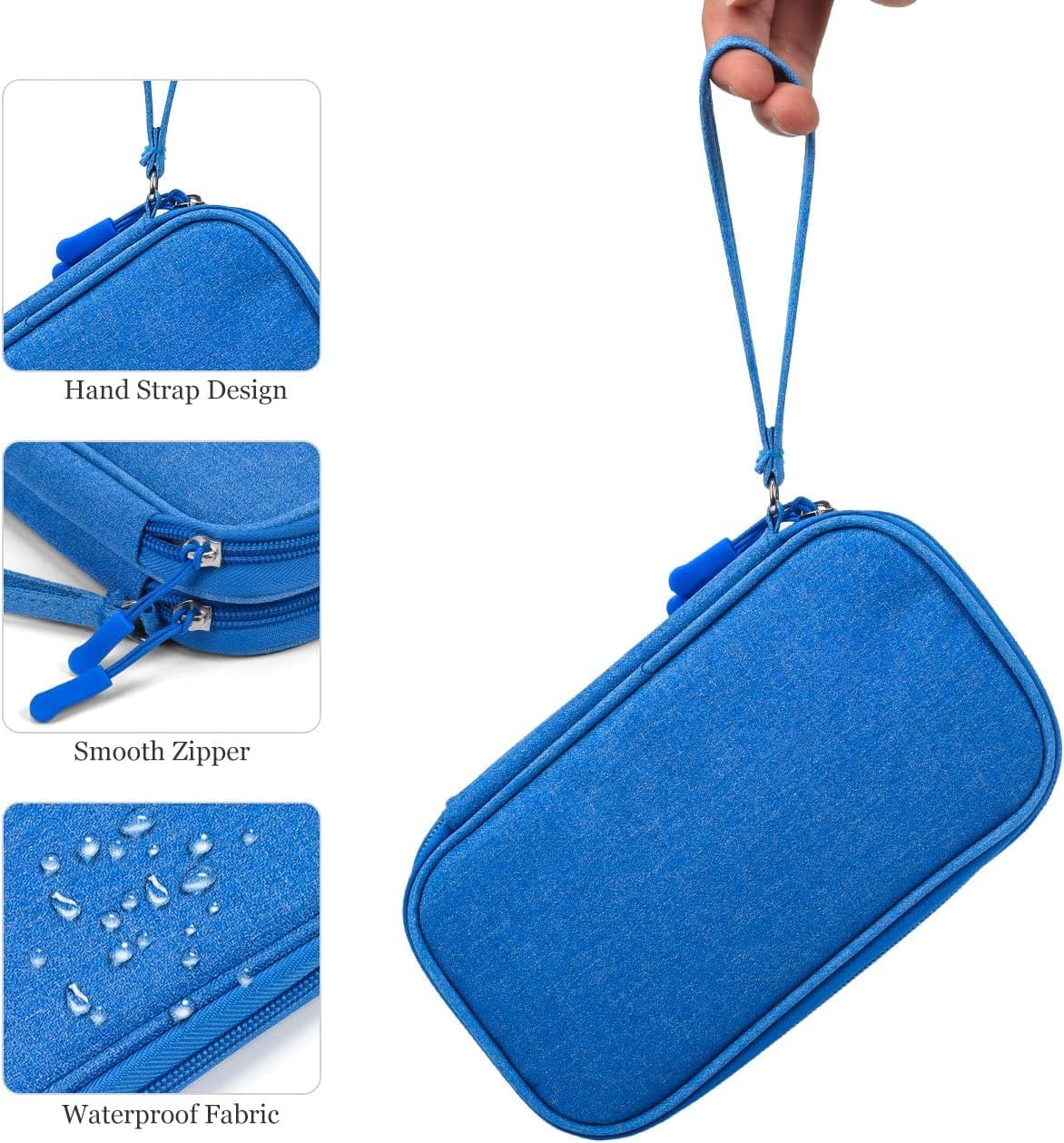 Electronics Accessories Organizer Pouch - Waterproof Travel Cable Organizer Case for Charger, SD Card, USB Drive, Business & Vacation Gadgets - Perfect for Office, Commuting & Airplane Travel (Blue)