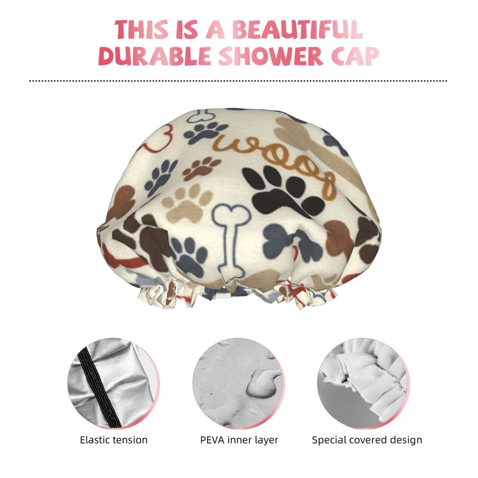 Waterproof Reusable Dog Paw Shower Cap for Women - Double Layer Bathing Hair Cover for Shower & Spa | Perfect for Pet Lovers, Bath Time, Hair Care & Relaxation