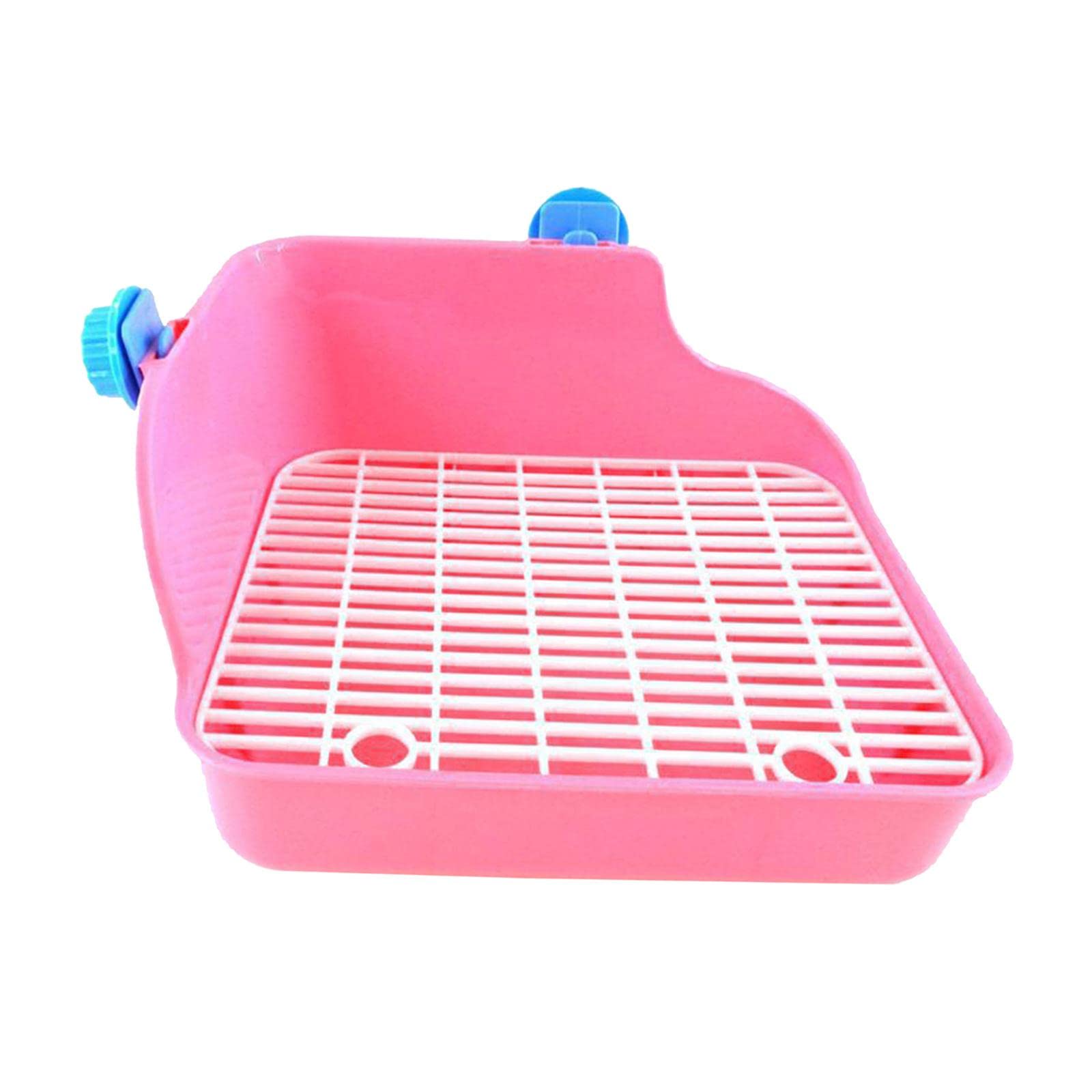 Small Animal Litter Box for Rabbits, Guinea Pigs & Ferrets - Corner Toilet Trainer with Bedding Pan for Bunny Cage Accessories - Pink (Perfect for Indoor Pet Training & Cage Cleanliness)