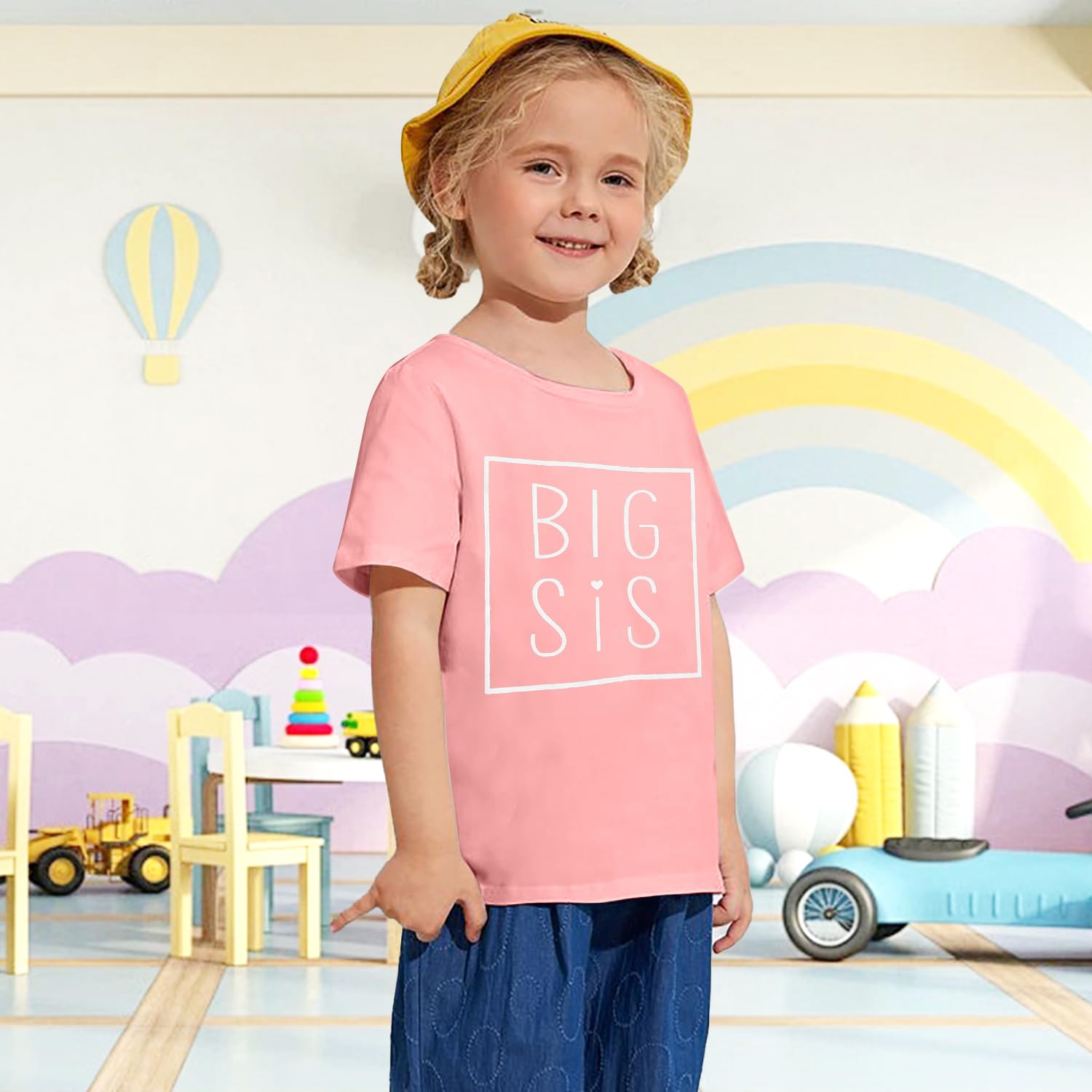 MNLYBABY Big Sister T-Shirt for Toddler Girls - Cute Big Sister Announcement Tee - Soft Cotton Short Sleeve Top for Infants - Perfect for Sibling Reveal, Gender Reveal Party & Family Photos