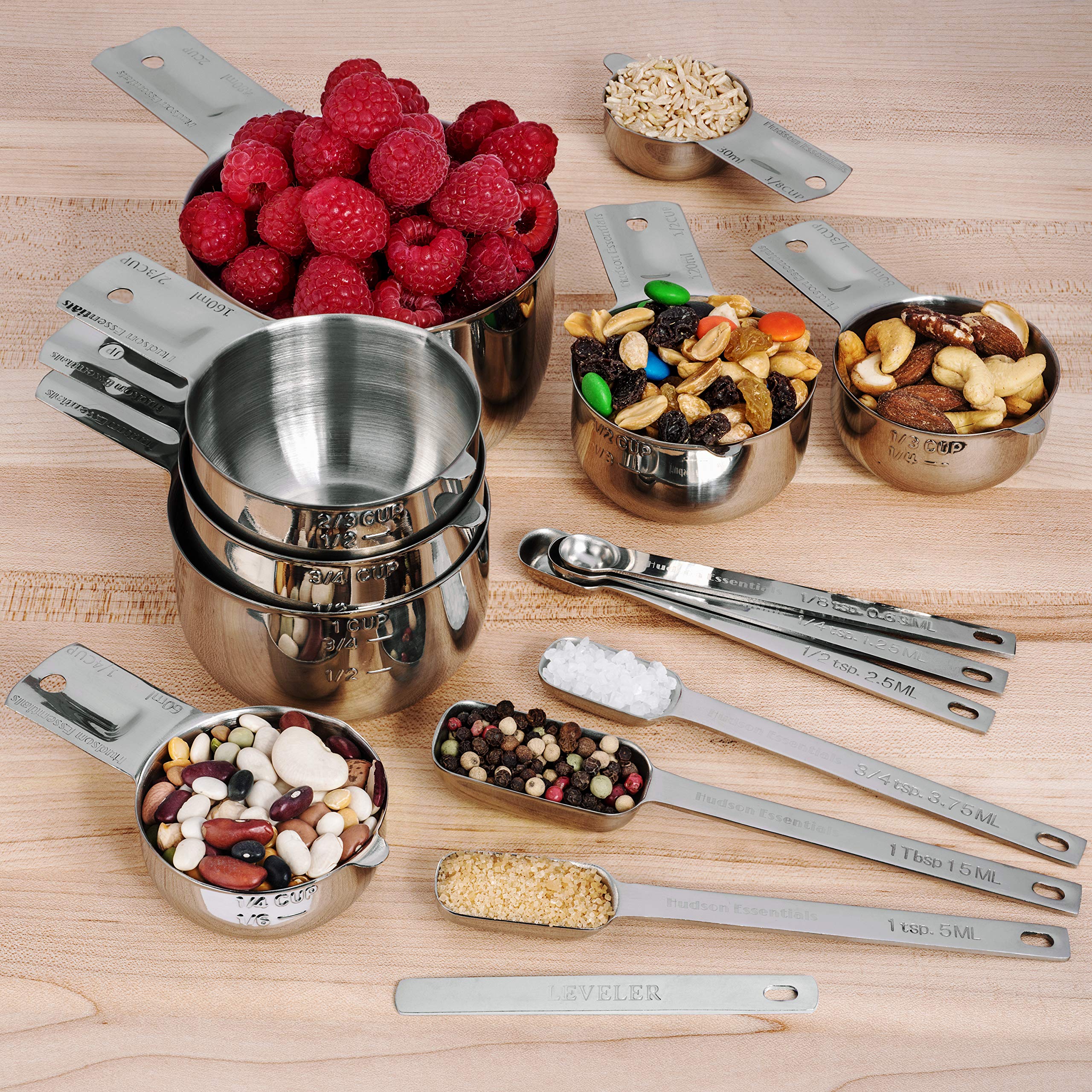 Premium Stainless Steel Measuring Cups and Spoons Set - 15 Piece Kitchen Essentials for Baking & Cooking | Dishwasher Safe, Rust Resistant for Professional & Home Use
