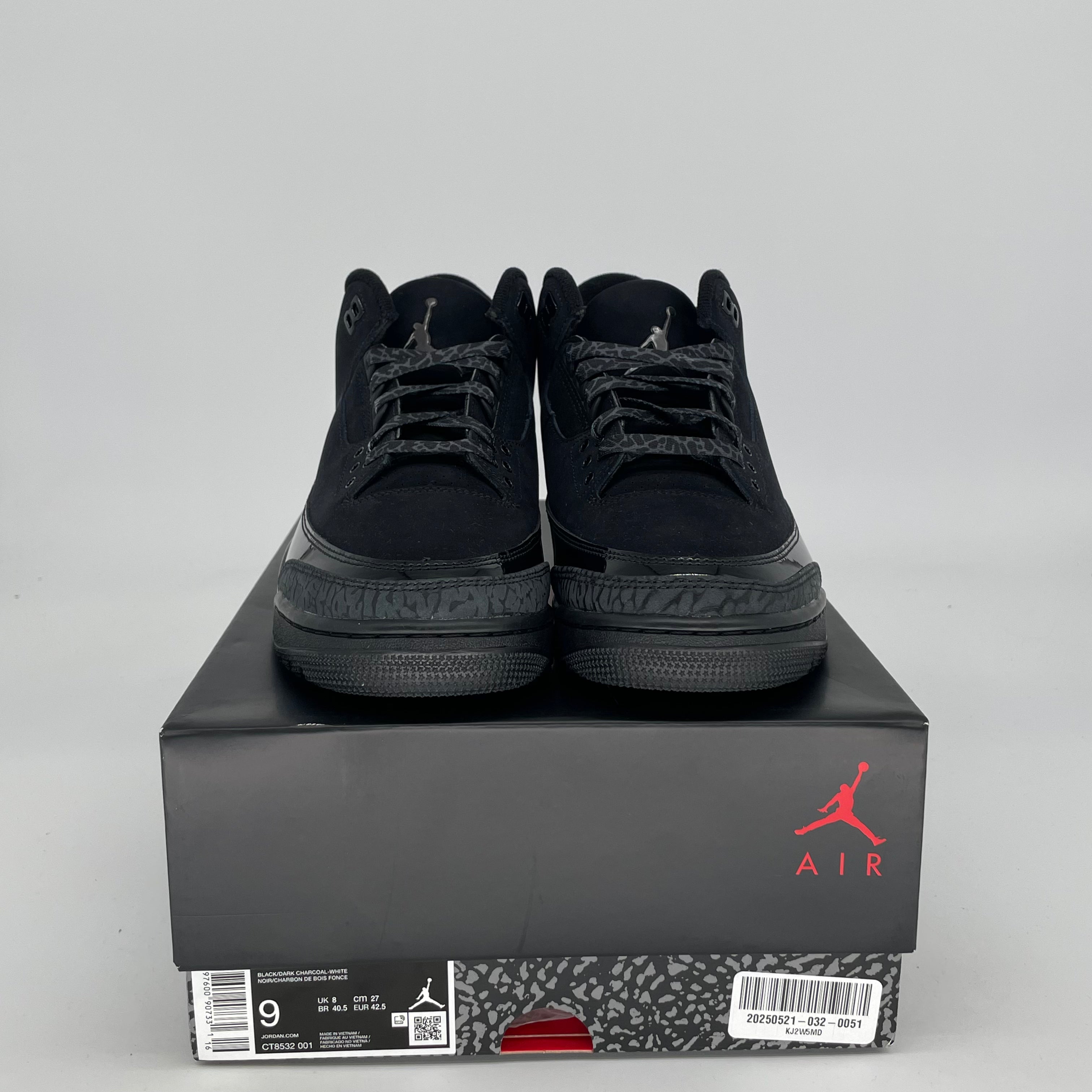 AIR JORDAN 3 BLACK CAT Men's/Women's Basketball Shoes Size 9/10.5W - Style Code CT8532 001 | Perfect for Streetwear, Sneaker Collecting & Basketball Games