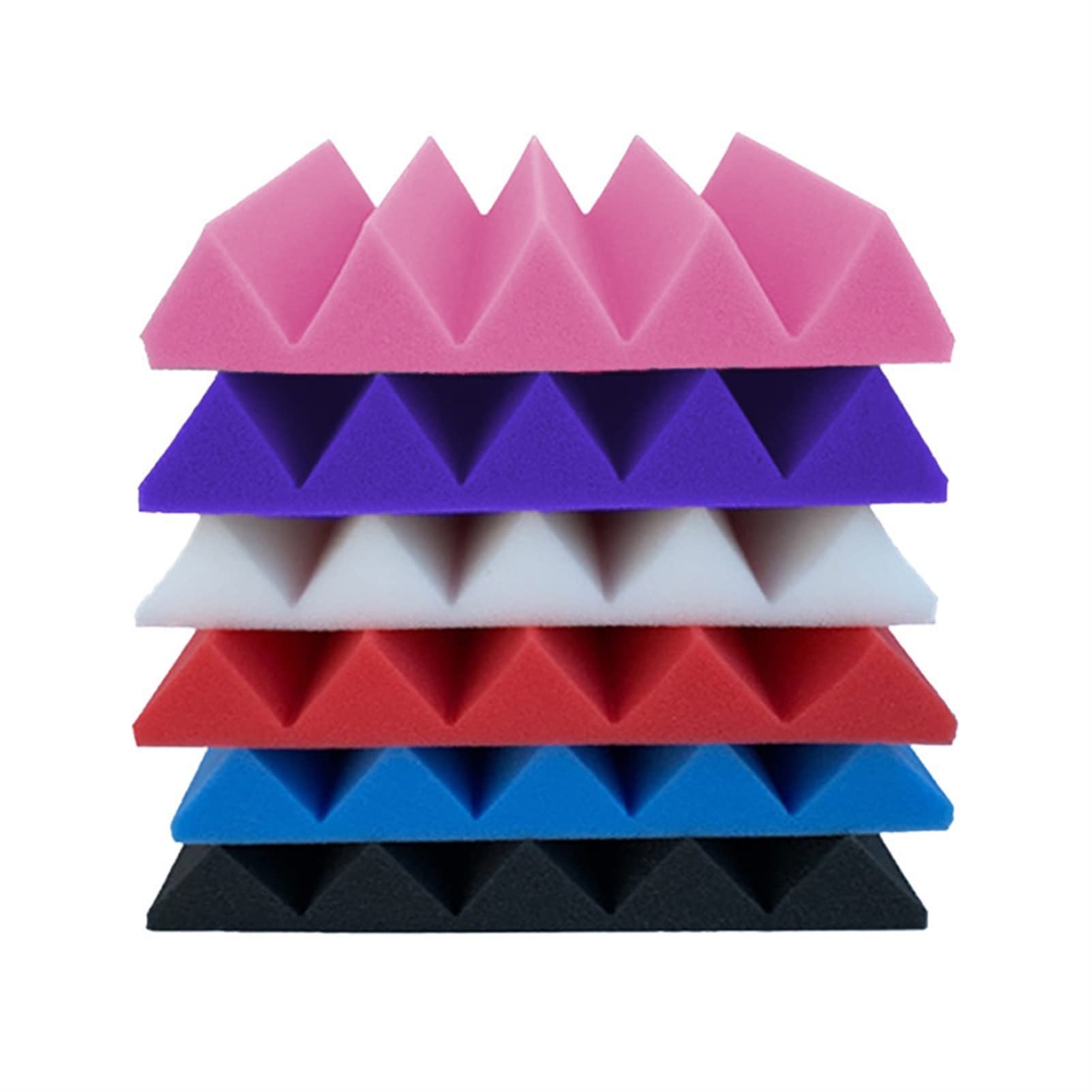 12pcs MING-MCZ Acoustic Panels - 30x30x5cm Triangular Soundproof Foam Panels for Home Studio, Office & Music Room - Noise Reduction & Sound Absorption (Red)