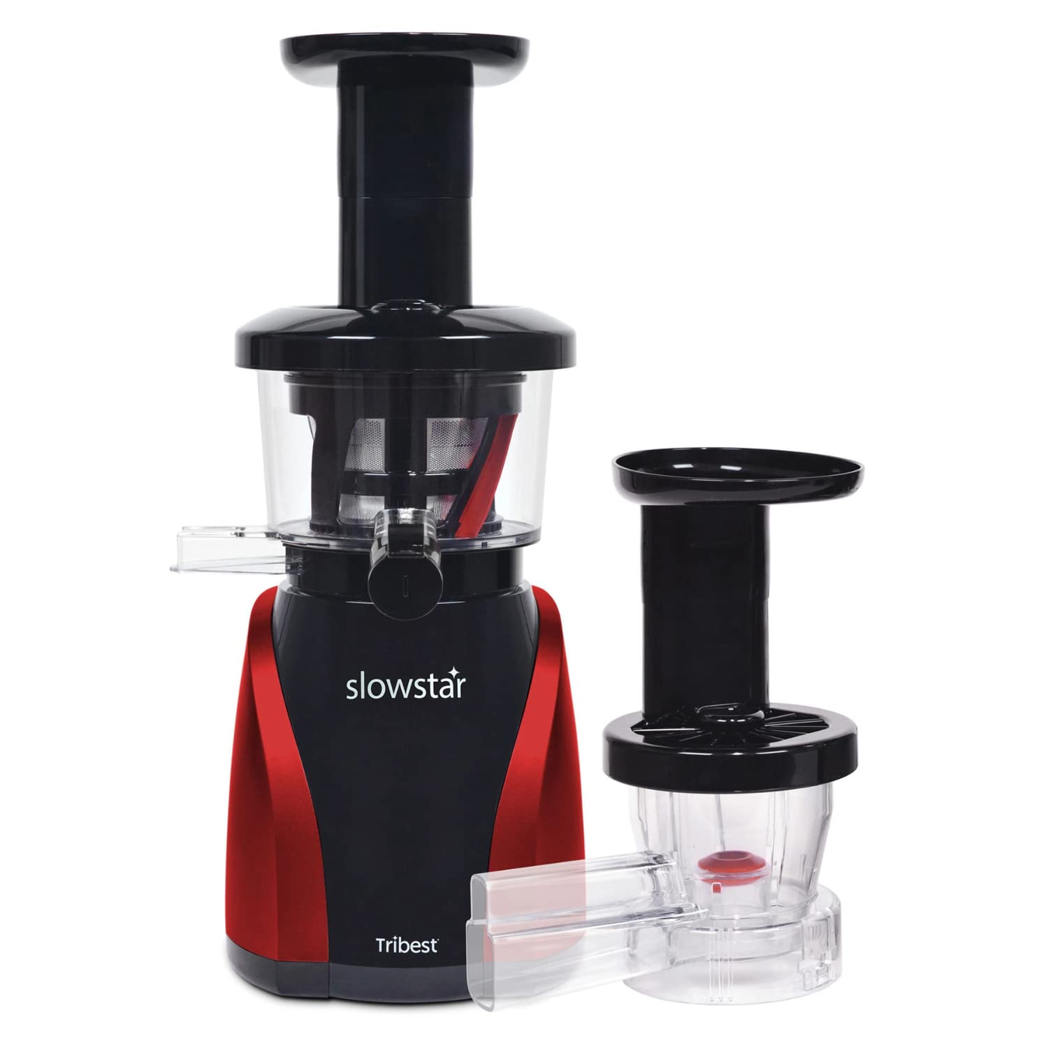Tribest Slowstar SW-2000 Vertical Slow Masticating Juicer - Cold Press Juice Extractor with Mincer Attachment - Healthy Juicing for Fruits, Vegetables & Wheatgrass - Perfect for Home, Gym & Office Use - Red