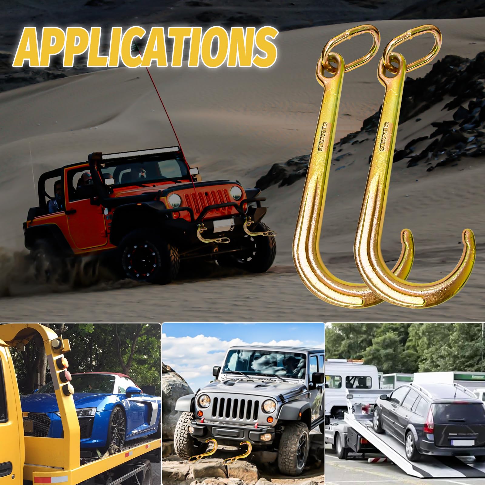 15 Inch Heavy Duty J Hook G70 Towing Hooks - 5400 Lbs Working Load Limit, Clevis Trailer Hooks for Coupling Link & Axle Strap - Ideal for Wrecker Rollback, Tow Chains, and Truck Equipment (Perfect for Trailers, Off-Road Recovery & Towing Operations)