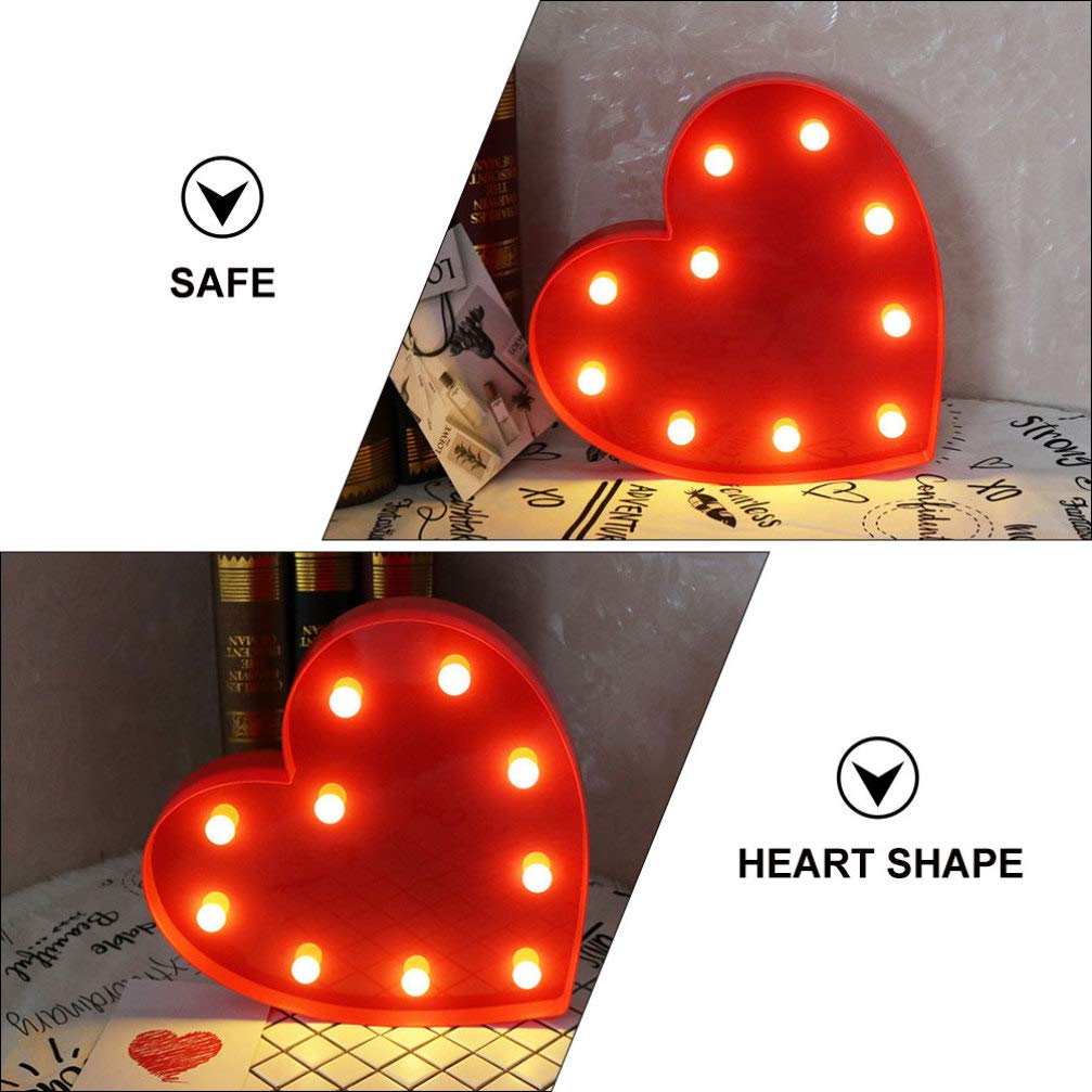 LED Heart Marquee Night Light - Romantic Love Sign for Valentine's Day, Kids Bedroom & Nursery Decor - Wall/Table Light Without Battery (Red) - Perfect for Date Nights, Wedding Proposals & Cozy Bedroom Ambiance