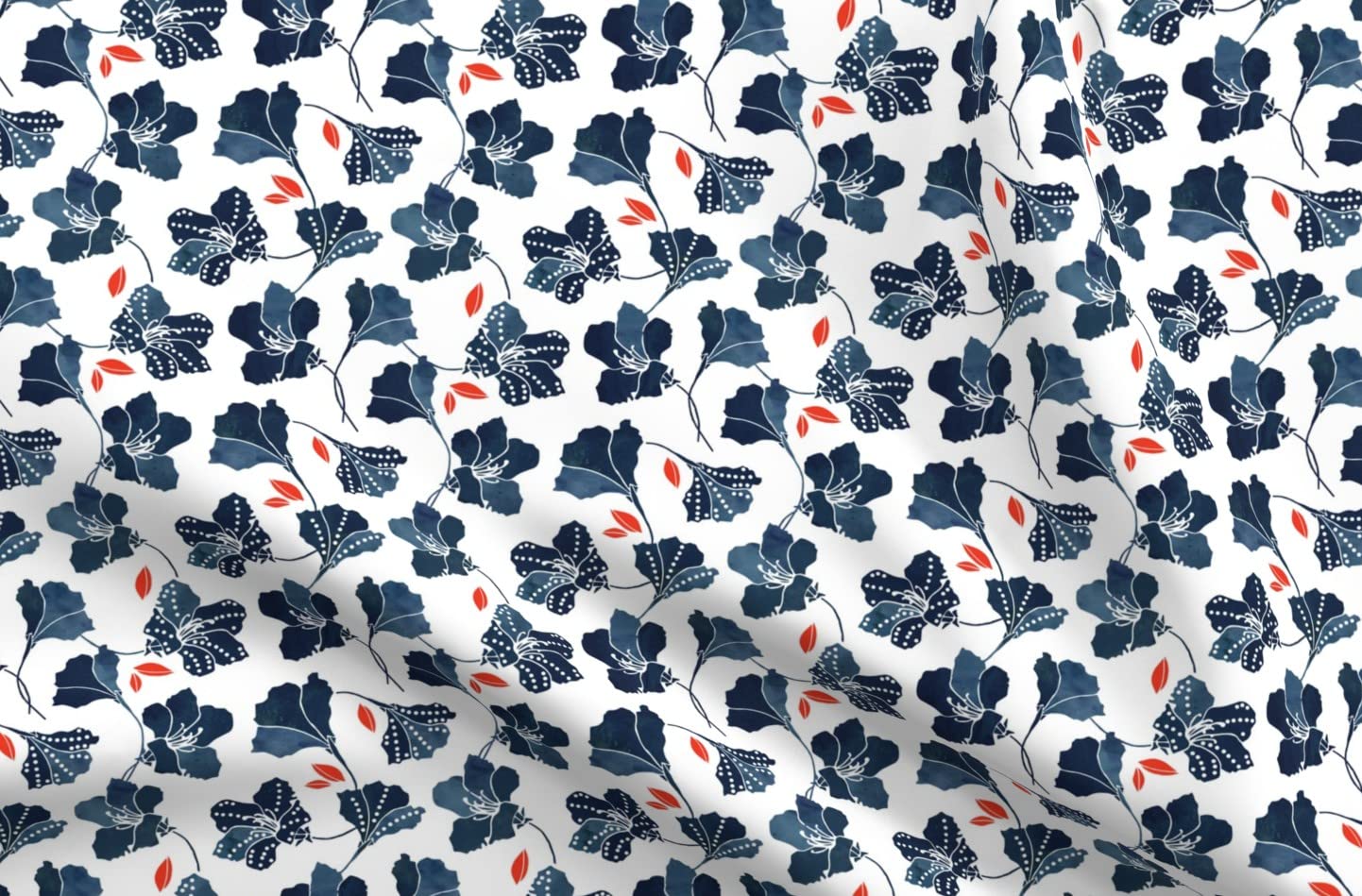 Africa Inspired Indigo Blue Orange Printed Minky Fabric Fat Quarter - Soft Plush Fabric for Baby Blankets, Quilt Backing & DIY Plush Toys - Perfect for Sewing Projects & Nursery Decor