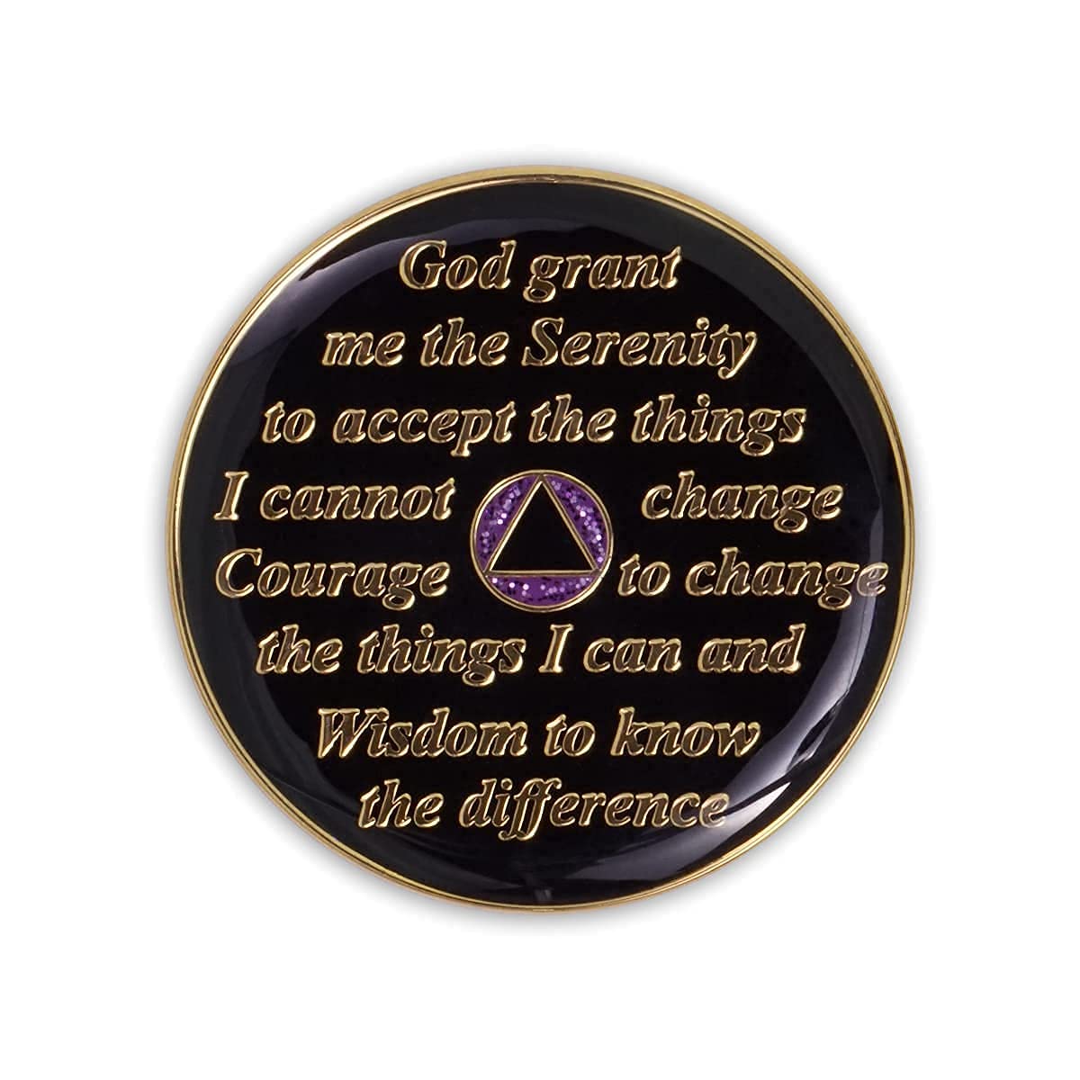 1 Year Sobriety Coin - Glitter Triplate AA Recovery Anniversary Token (Purple) | Motivational Gift for Addiction Recovery & Milestone Celebration | Perfect for AA Meetings, 12-Step Programs & Personal Achievement