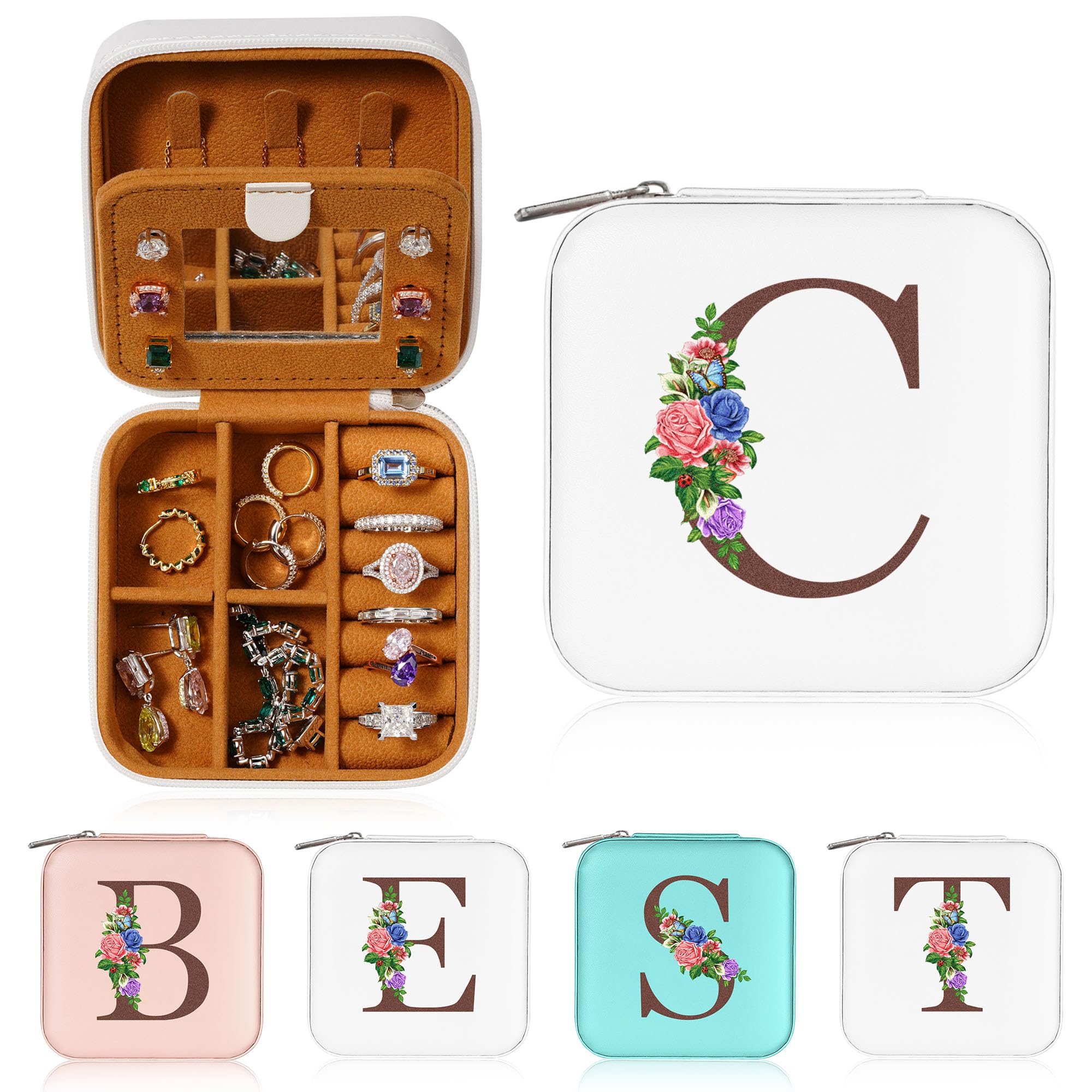 Personalized Monogram Jewelry Box for Women - Elegant Travel Jewelry Organizer Case with Initials, Perfect Birthday Gift for Mom & Grandma | Great for Travel, Home Storage & Special Occasions