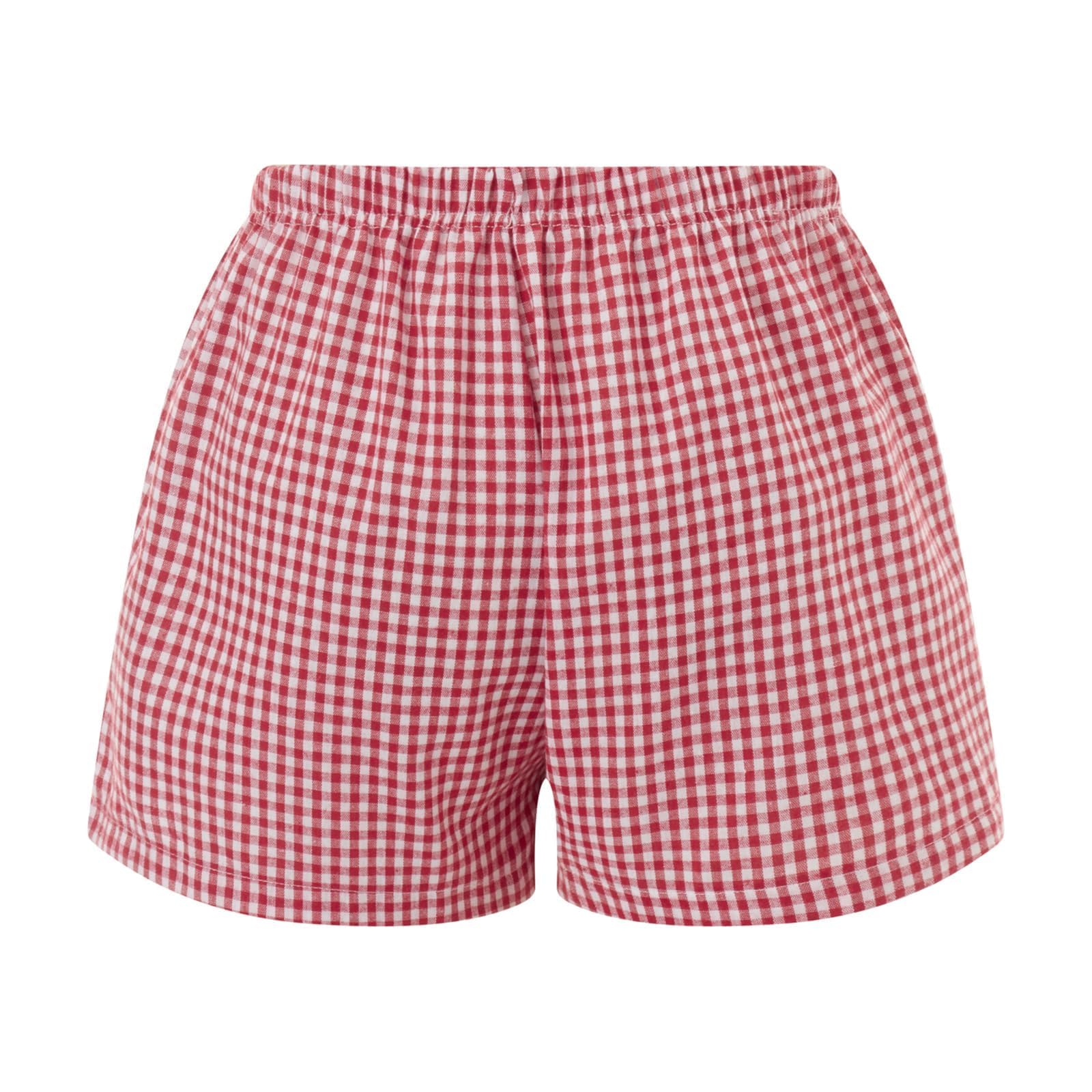 Women's Cute Gingham Pajama Shorts - Y2K Micro Boxer Sleep Shorts with Button Plaid Design | Perfect for Lounge Wear, Sleepwear & Summer Comfort