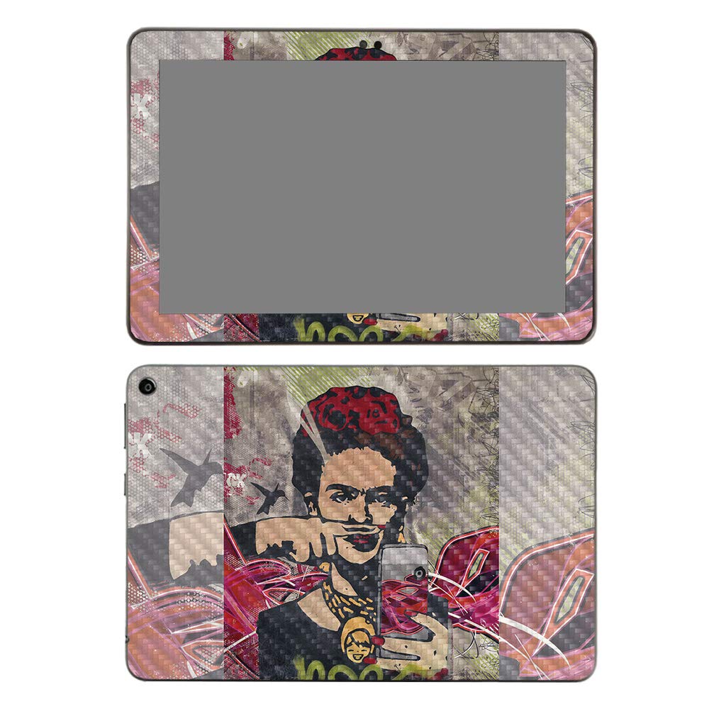 MightySkins Carbon Fiber Skin for Amazon Fire HD 8 (2020) - Graffiti Selfie Design | Protective & Durable Textured Cover | Easy to Apply | Made in USA | Perfect for Travel, Work & Daily Use