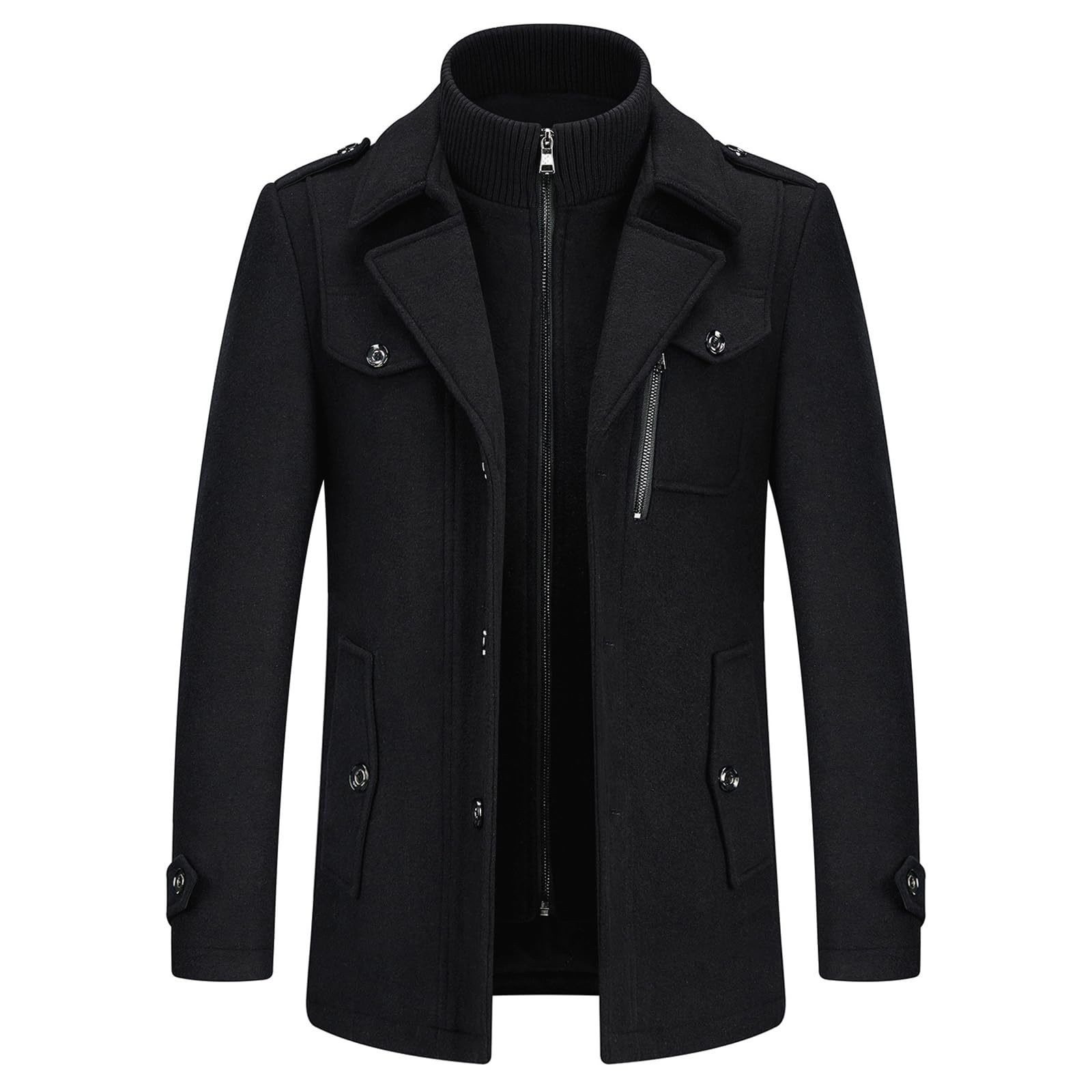 Lamgool Men's Winter Wool Blend Coat - Casual & Business Single Breasted Peacoat Jacket for Cold Weather | Office Wear & Outdoor Winter Fashion