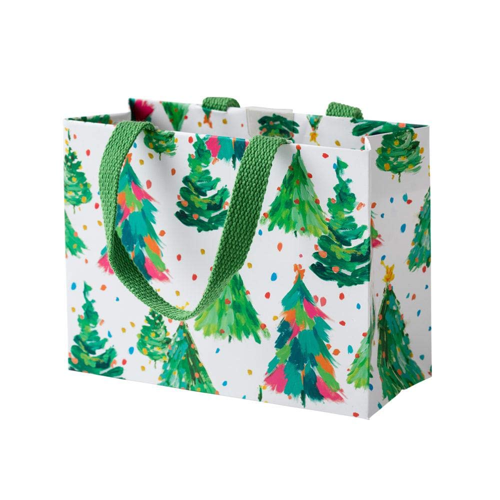 Caspari Brushstroke Trees Small Gift Bags - Set of 4 | Elegant Party Favor Bags for Weddings, Baby Showers & Holiday Gifting