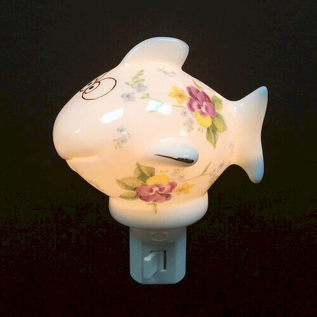 Floral Fish Shaped Night Light - LED Bedside Lamp for Kids Room, Nursery, Baby Shower Gift | Romantic Mood Lighting for Bedroom, Bathroom & Home Decor