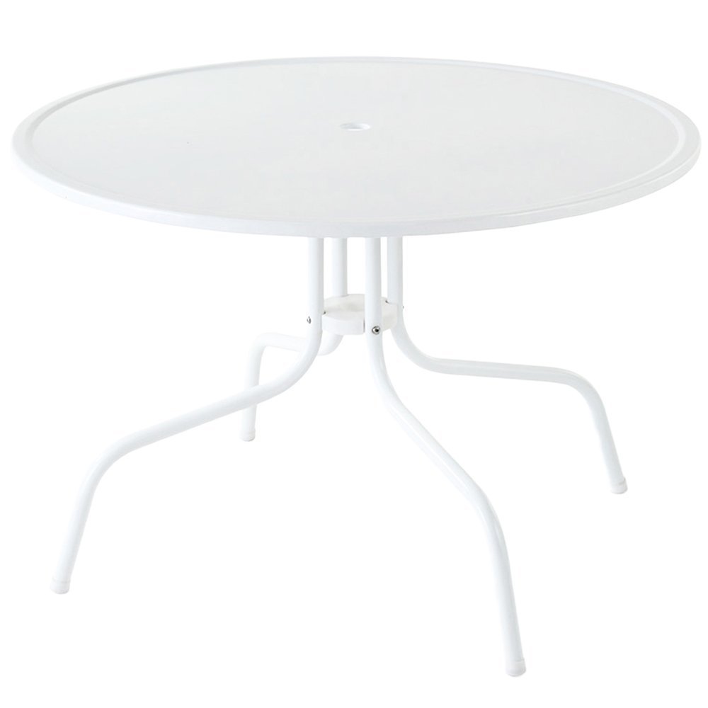 Crosley Furniture Griffith 5-Piece Outdoor Dining Set for 4 - Retro White Metal Round Patio Table and Chairs | Perfect for Backyard, Garden, and Poolside Dining